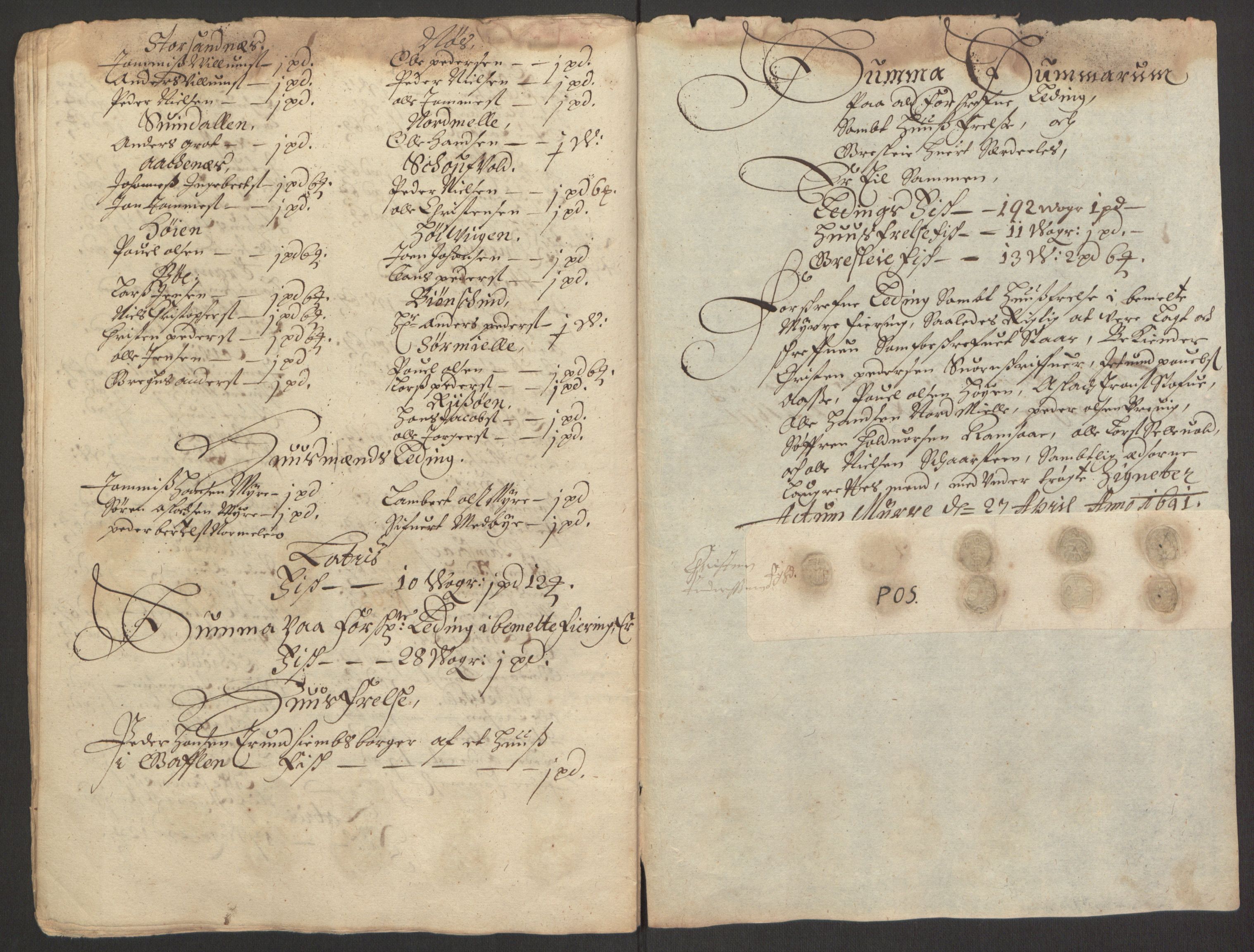 Rentekammeret inntil 1814, Reviderte regnskaper, Fogderegnskap, RA/EA-4092/R67/L4676: Fogderegnskap Vesterålen, Andenes og Lofoten, 1691-1693, s. 67