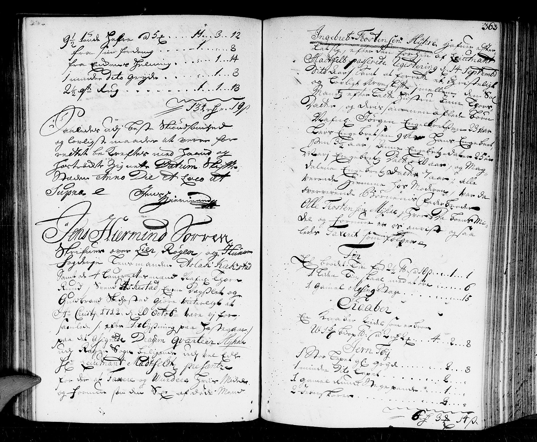 Lier, Røyken og Hurum sorenskriveri, AV/SAKO-A-89/H/Hc/L0002: Skifteprotokoll, 1708-1717, s. 362b-363a