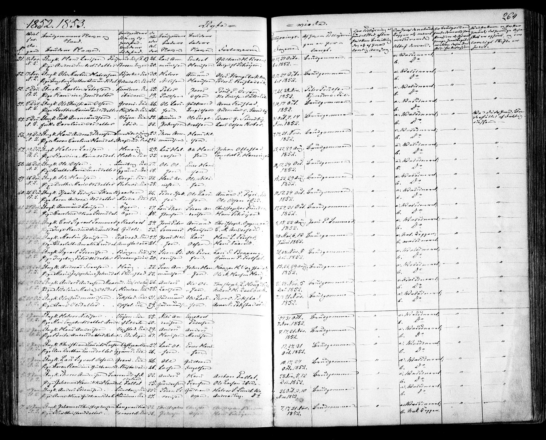 Nes prestekontor Kirkebøker, AV/SAO-A-10410/F/Fa/L0007: Ministerialbok nr. I 7, 1846-1858, s. 264
