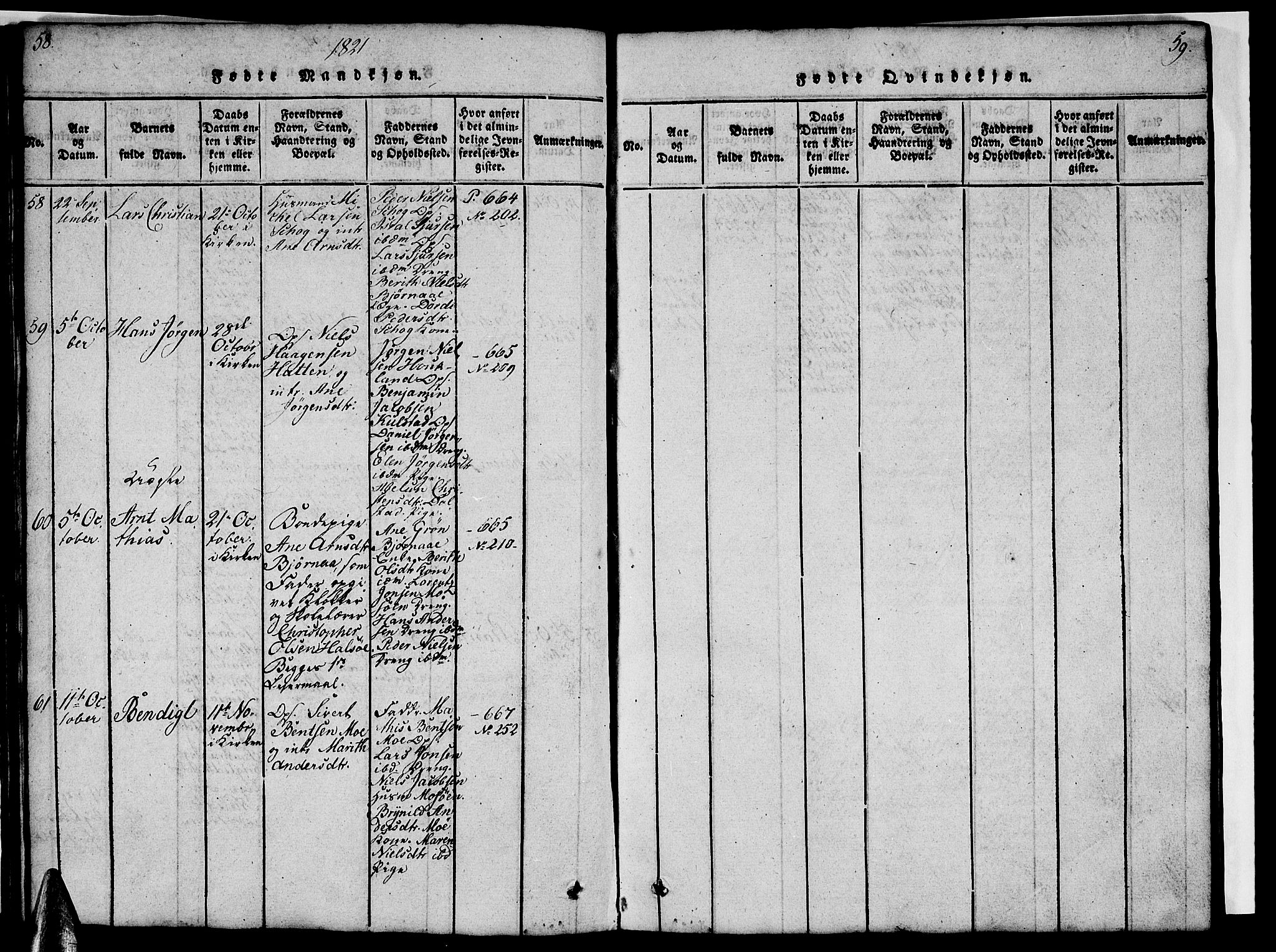 Ministerialprotokoller, klokkerbøker og fødselsregistre - Nordland, AV/SAT-A-1459/820/L0299: Klokkerbok nr. 820C01, 1820-1825, s. 58-59