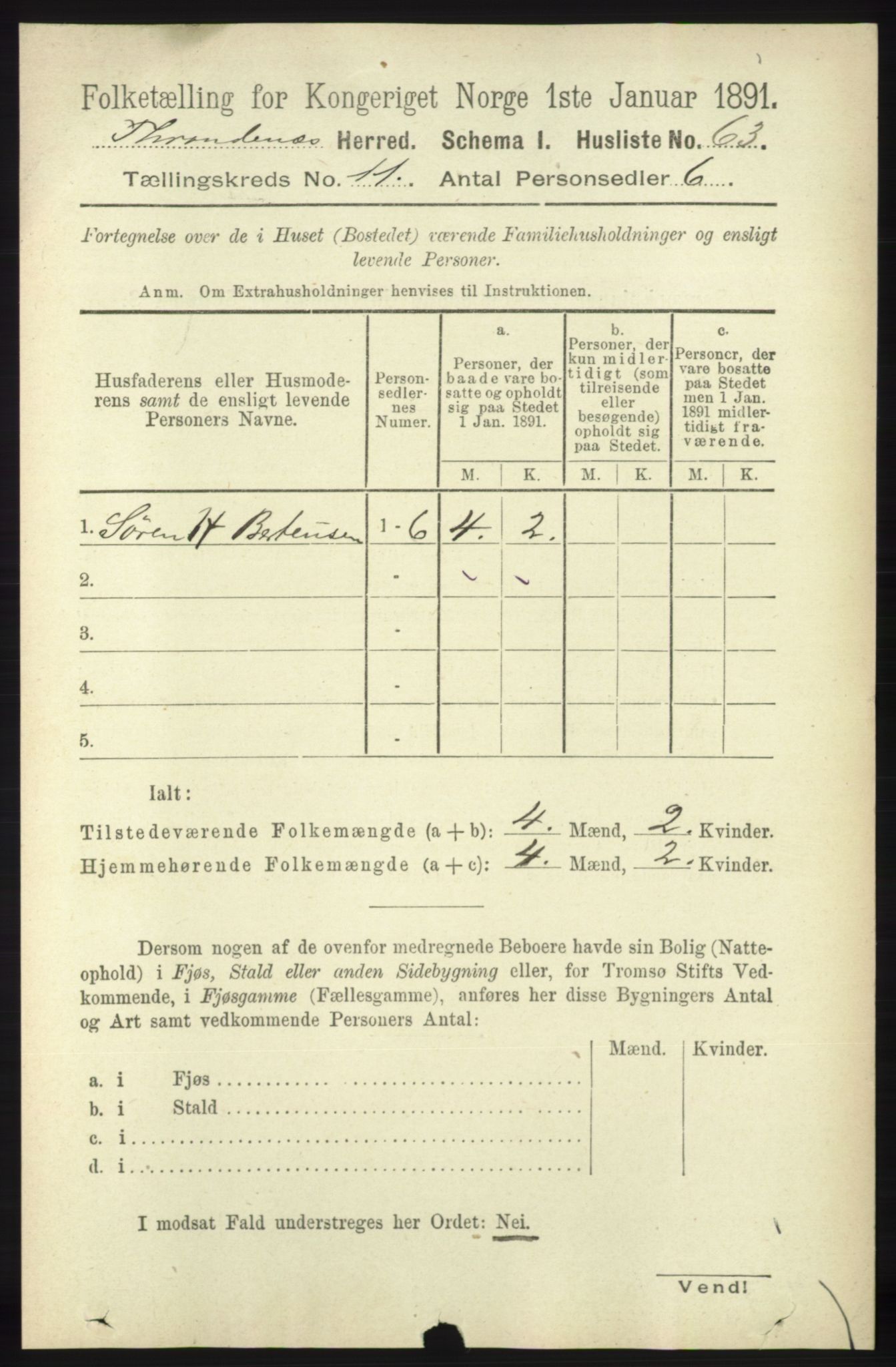 RA, Folketelling 1891 for 1914 Trondenes herred, 1891, s. 7985