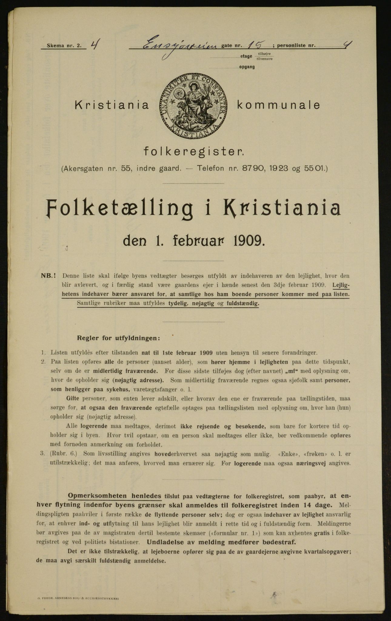 OBA, Kommunal folketelling 1.2.1909 for Kristiania kjøpstad, 1909, s. 19822