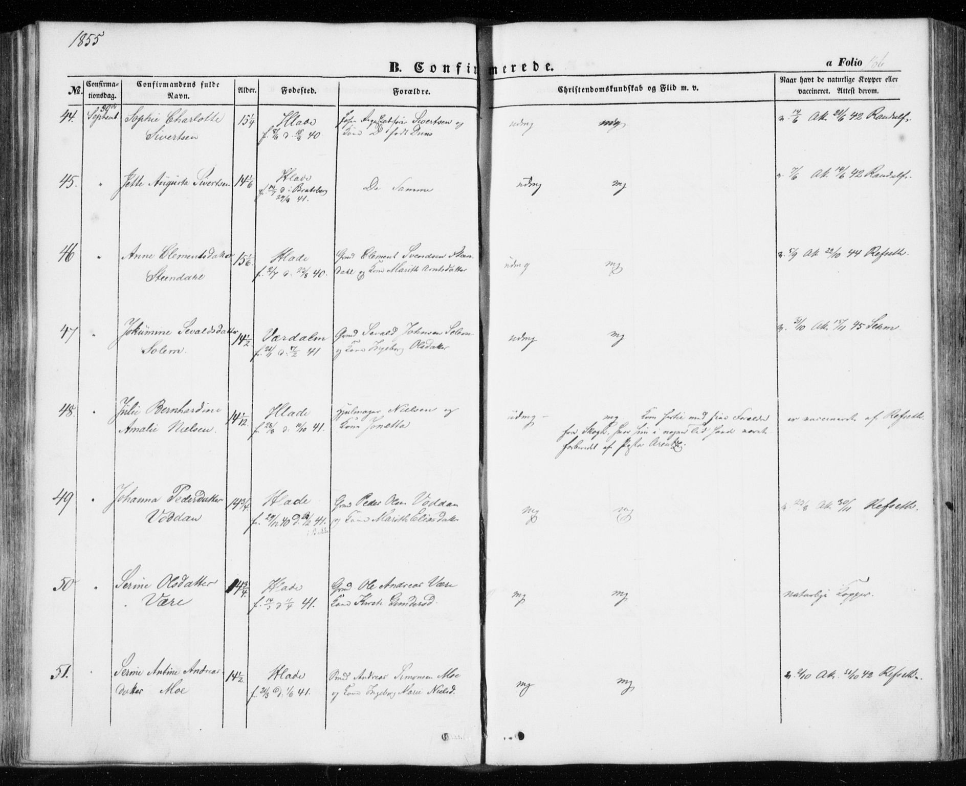 Ministerialprotokoller, klokkerbøker og fødselsregistre - Sør-Trøndelag, AV/SAT-A-1456/606/L0291: Ministerialbok nr. 606A06, 1848-1856, s. 186