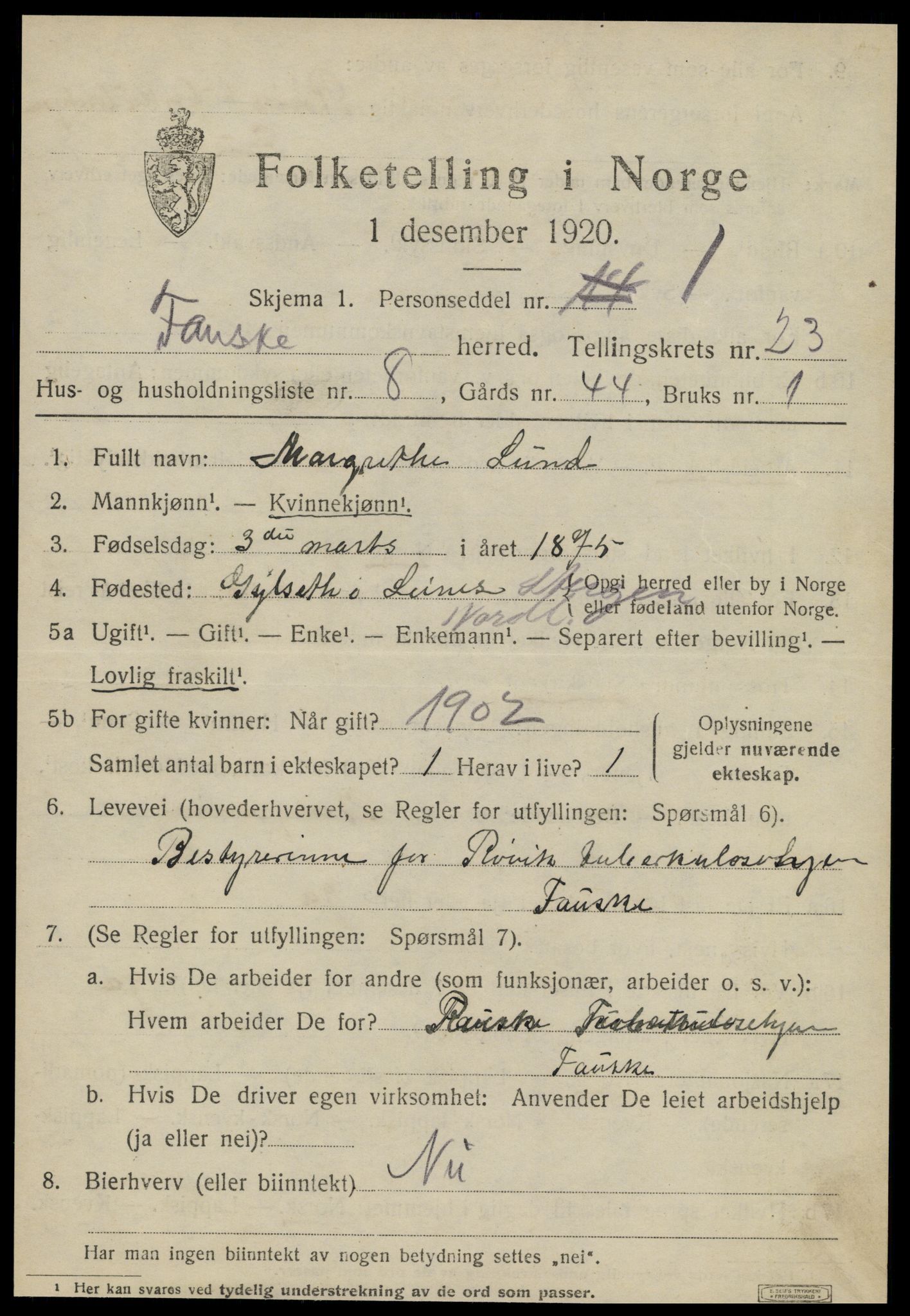 SAT, Folketelling 1920 for 1841 Fauske herred, 1920, s. 14316