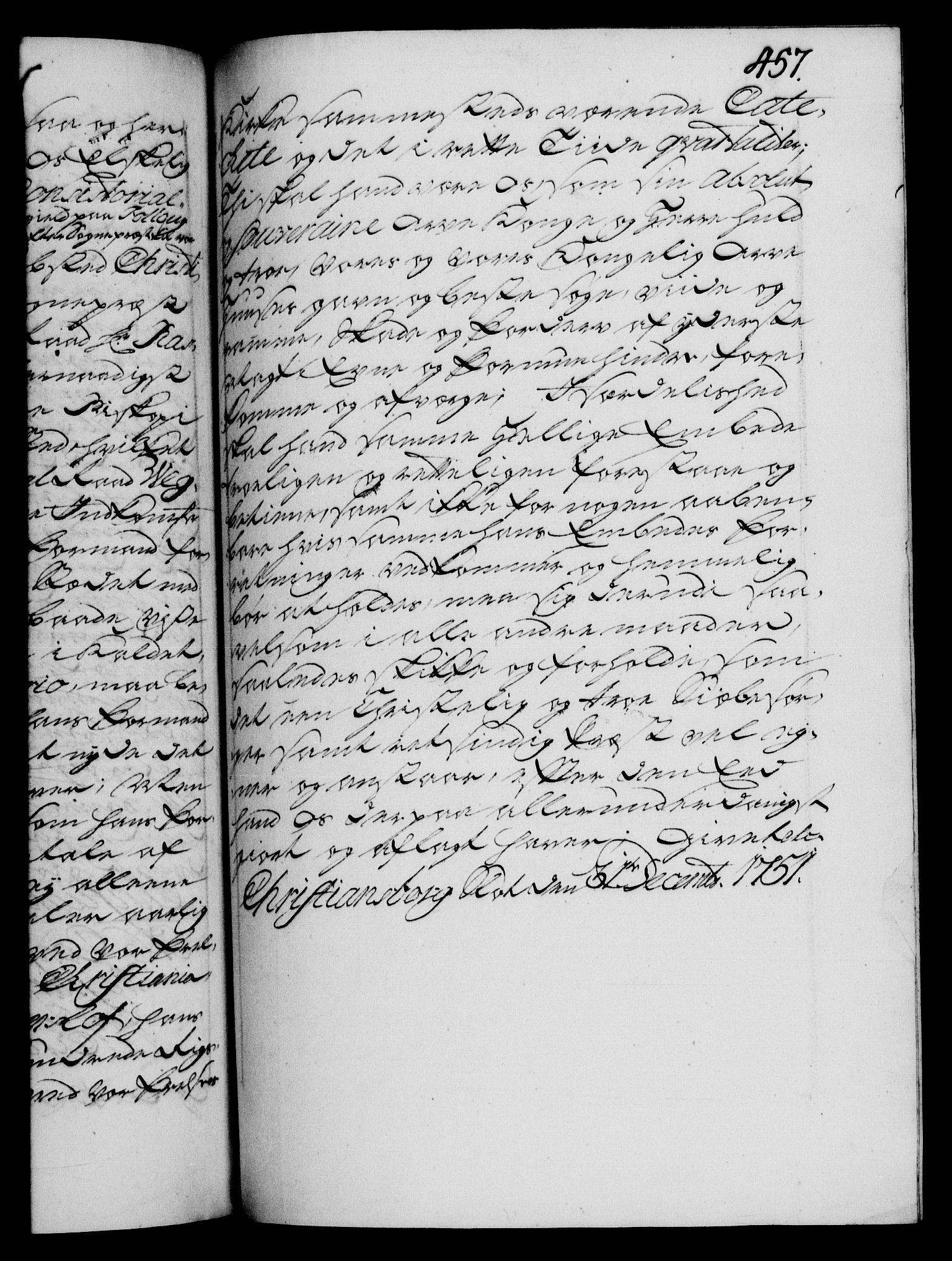 Danske Kanselli 1572-1799, RA/EA-3023/F/Fc/Fca/Fcaa/L0037: Norske registre, 1751-1752, s. 457a