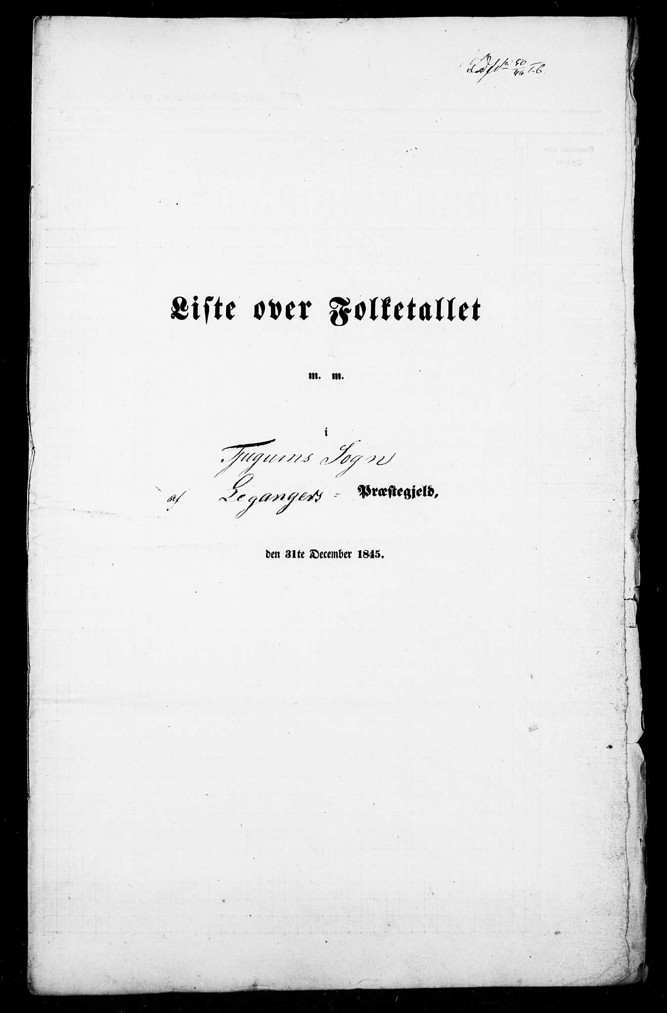 SAB, Folketelling 1845 for 1419P Leikanger prestegjeld, 1845