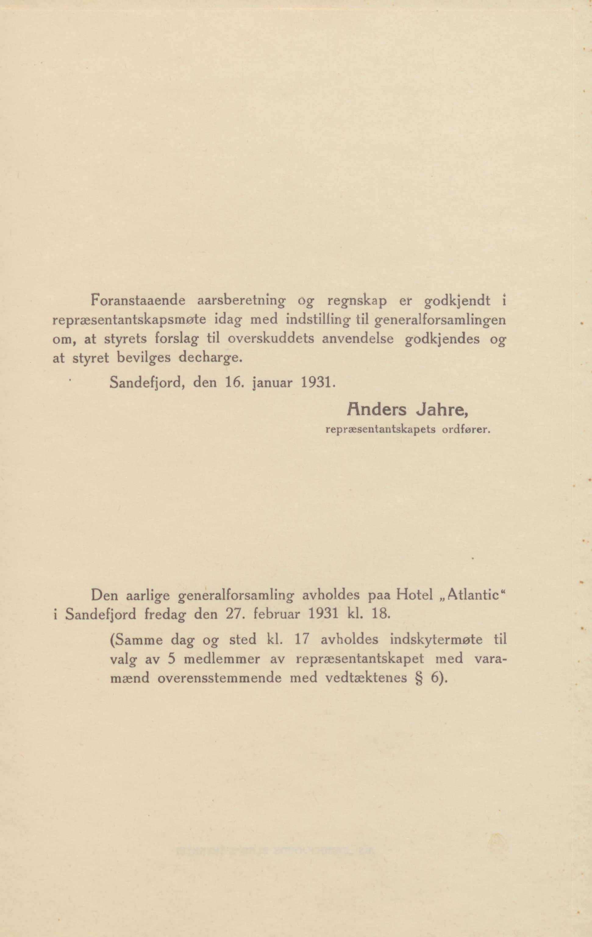 Privatbanken i Sandefjord AS, VEMU/ARS-A-1256/X/L0001: Årsberetninger, 1912-1929, s. 126