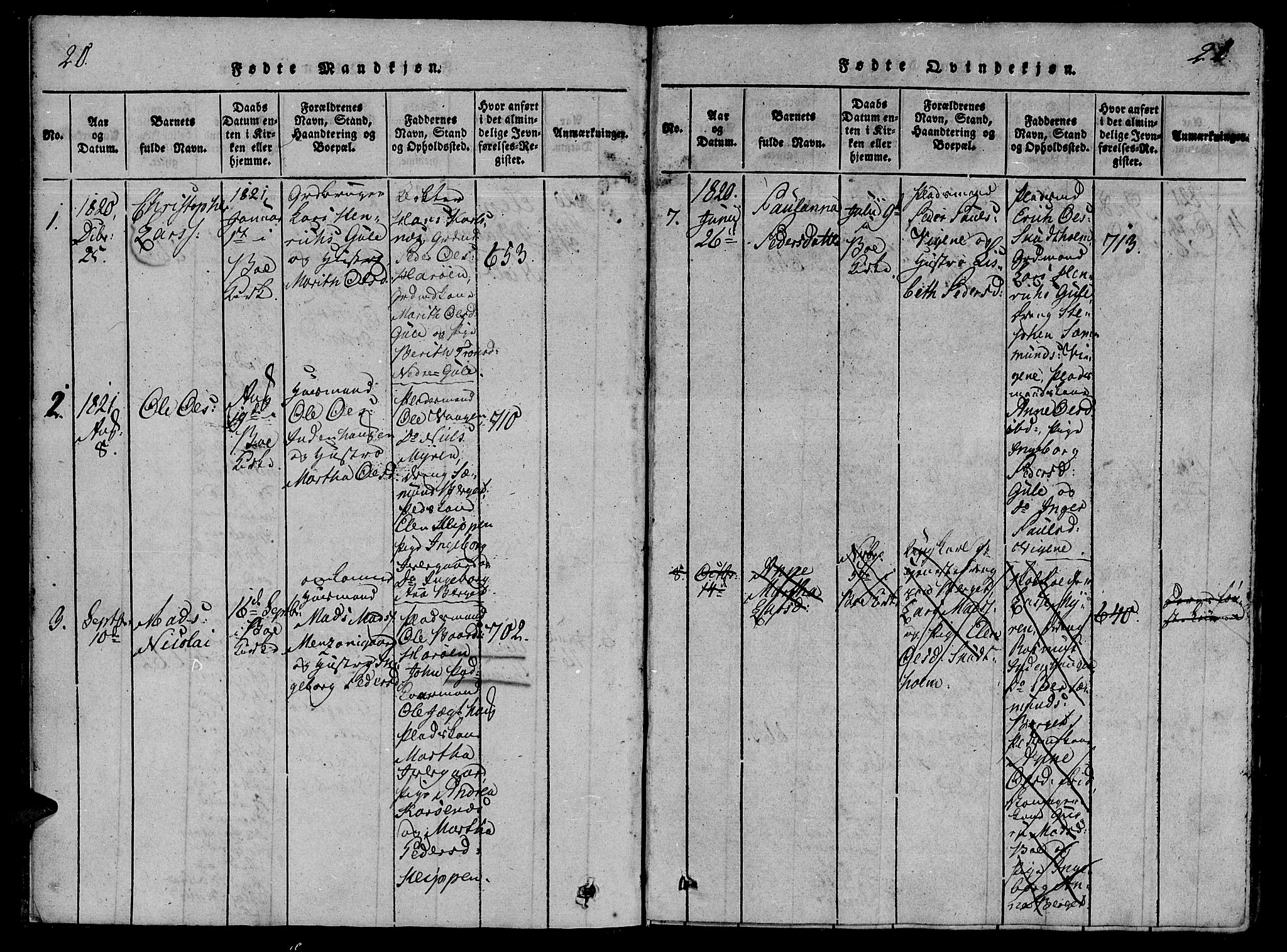 Ministerialprotokoller, klokkerbøker og fødselsregistre - Møre og Romsdal, SAT/A-1454/566/L0763: Ministerialbok nr. 566A03 /1, 1817-1829, s. 20-21