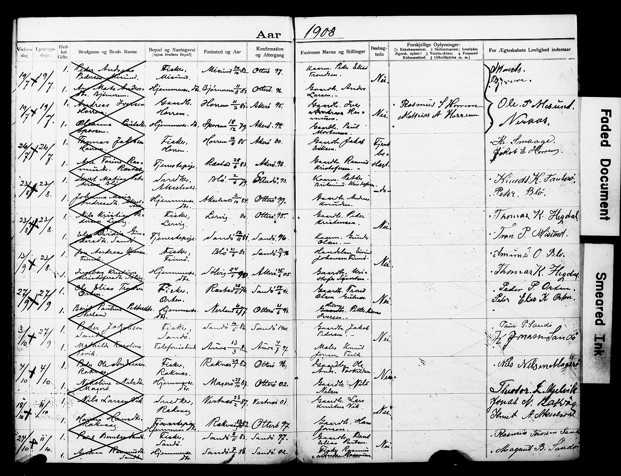 Ministerialprotokoller, klokkerbøker og fødselsregistre - Møre og Romsdal, AV/SAT-A-1454/560/L0723: Lysningsprotokoll nr. 560A07, 1903-1916