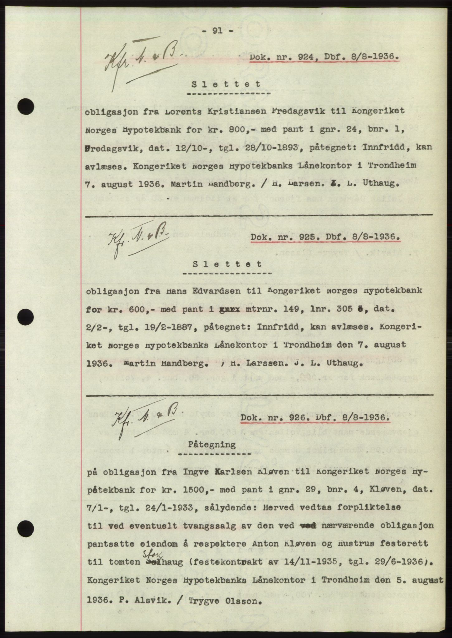 Hitra sorenskriveri, AV/SAT-A-0018/2/2C/2Ca: Pantebok nr. C1, 1936-1945, Dagboknr: 925/1936