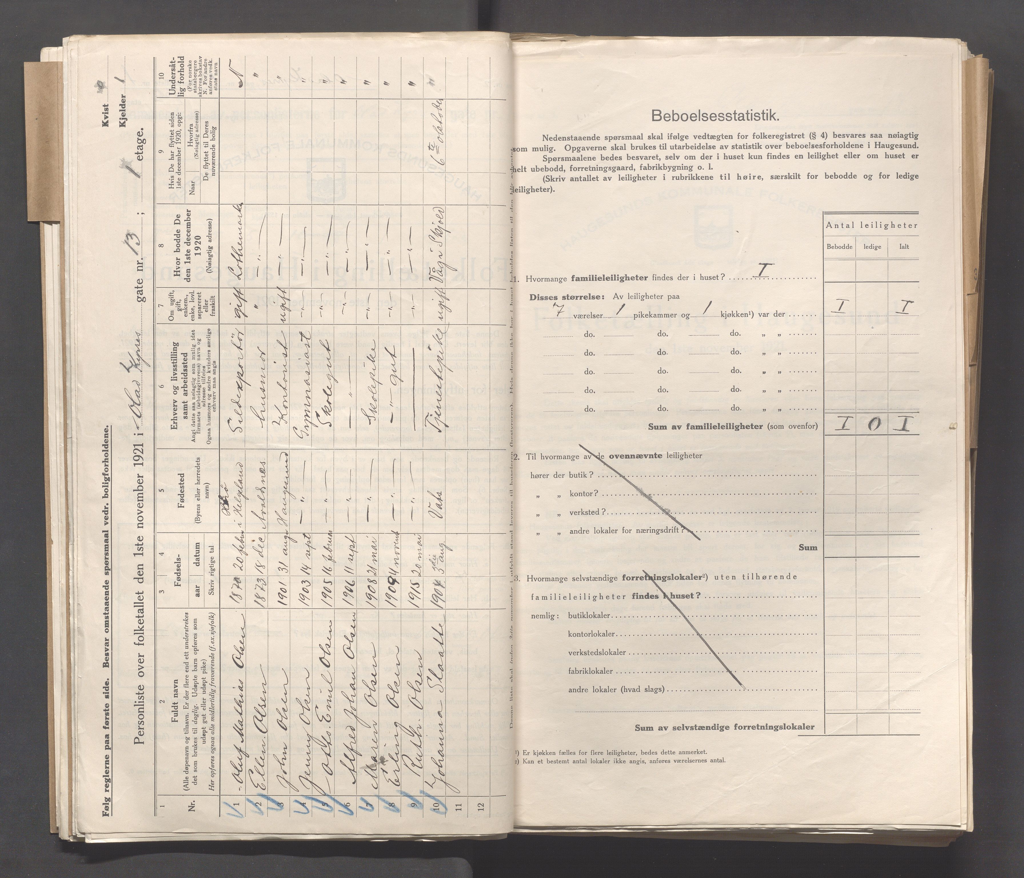 IKAR, Kommunal folketelling 1.11.1921 for Haugesund, 1921, s. 3232
