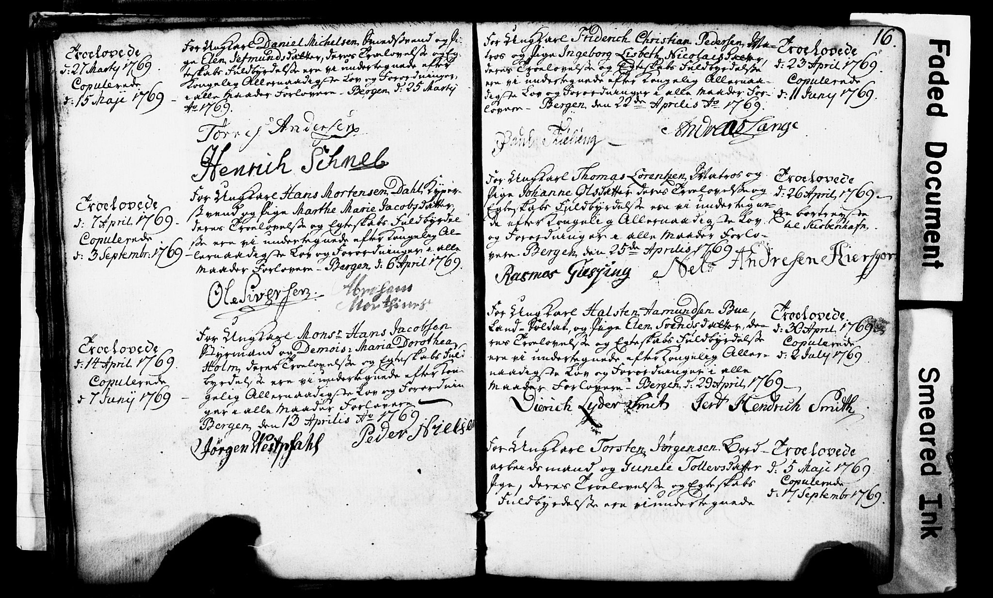Domkirken sokneprestembete, SAB/A-74801: Forlovererklæringer nr. II.5.1, 1767-1792, s. 16