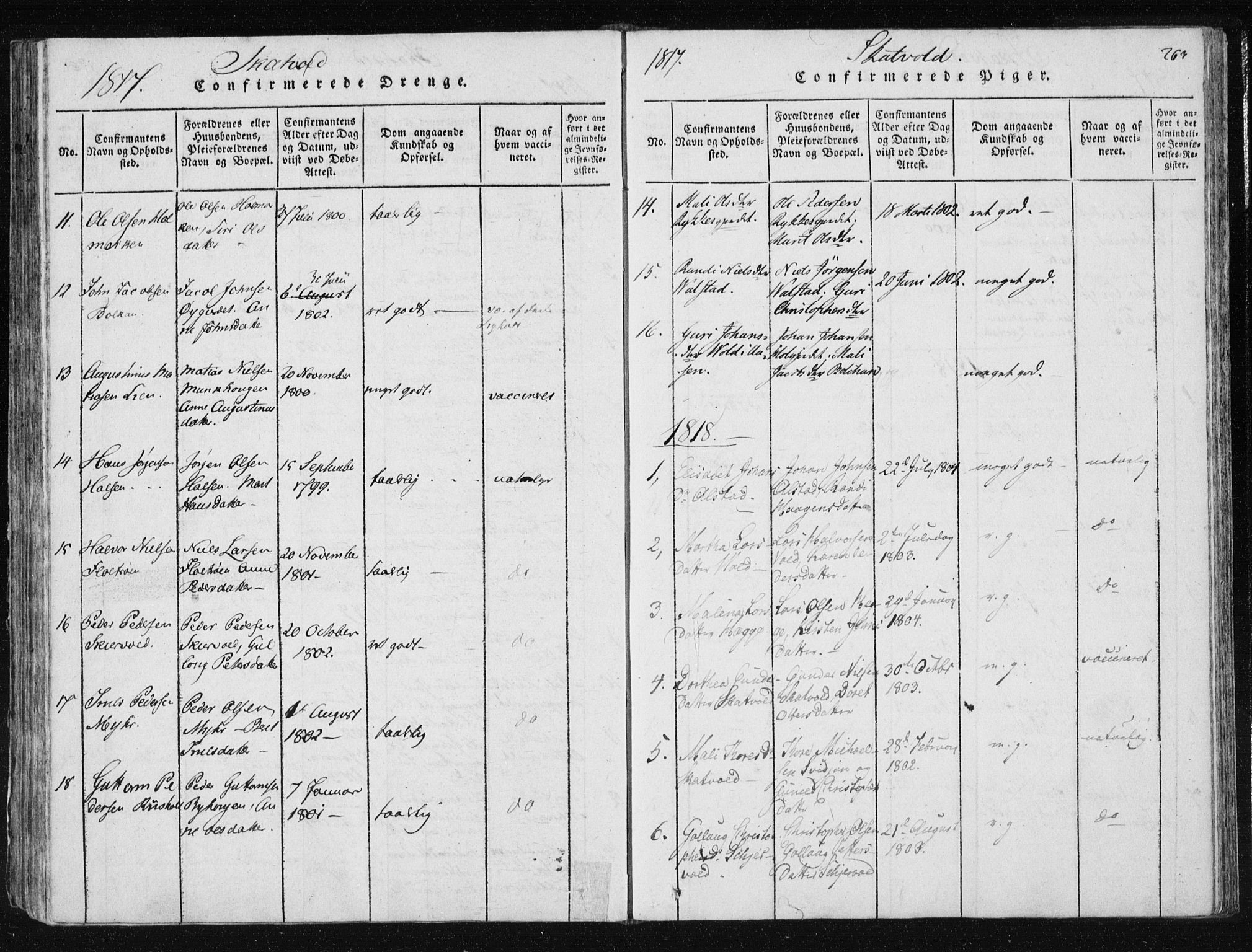 Ministerialprotokoller, klokkerbøker og fødselsregistre - Nord-Trøndelag, AV/SAT-A-1458/709/L0061: Ministerialbok nr. 709A08 /2, 1815-1819, s. 263