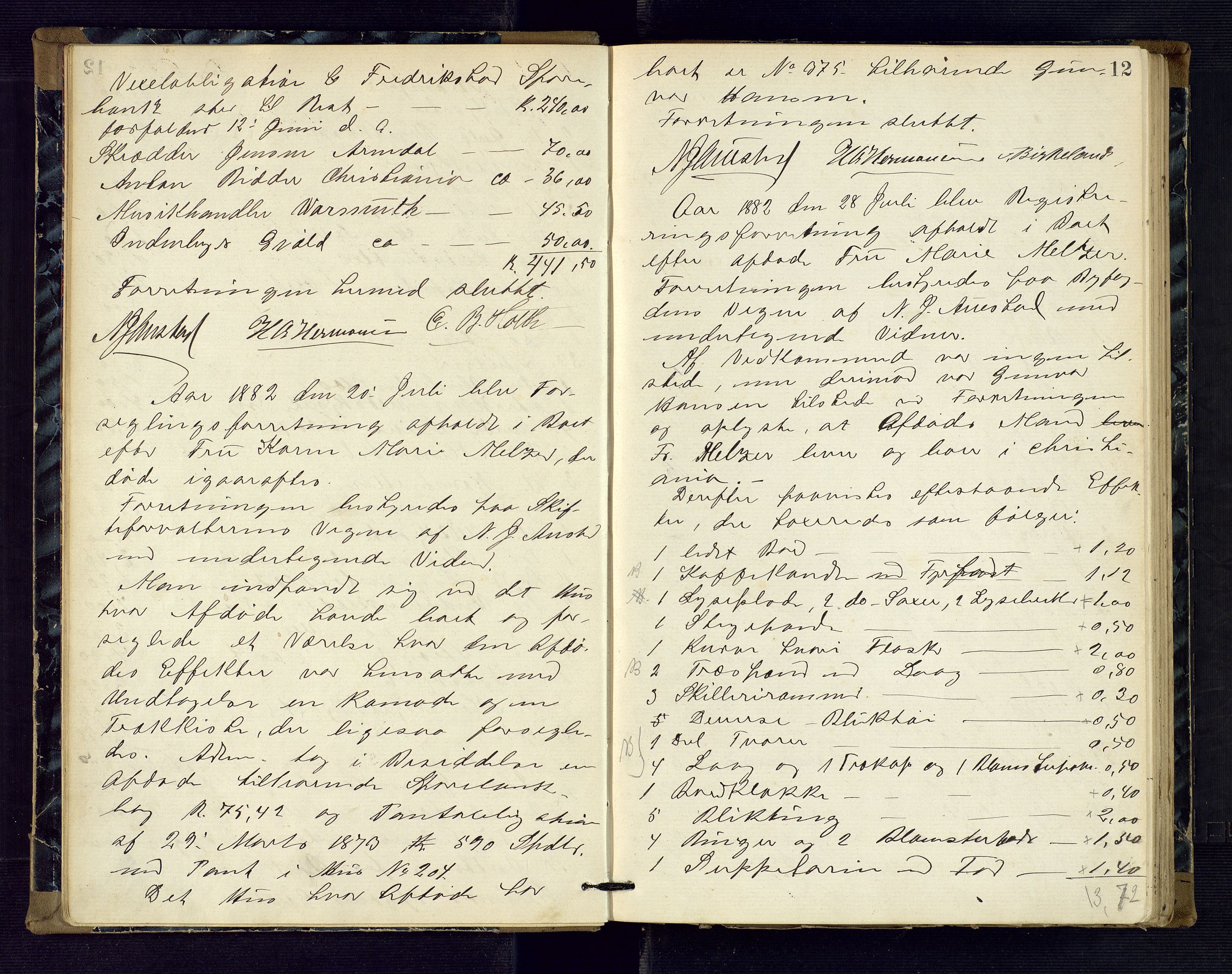 Risør byfogd, AV/SAK-1222-0005/H/Hc/L0004: Skifteprotokoll nr. 3B, 1882-1886, s. 12