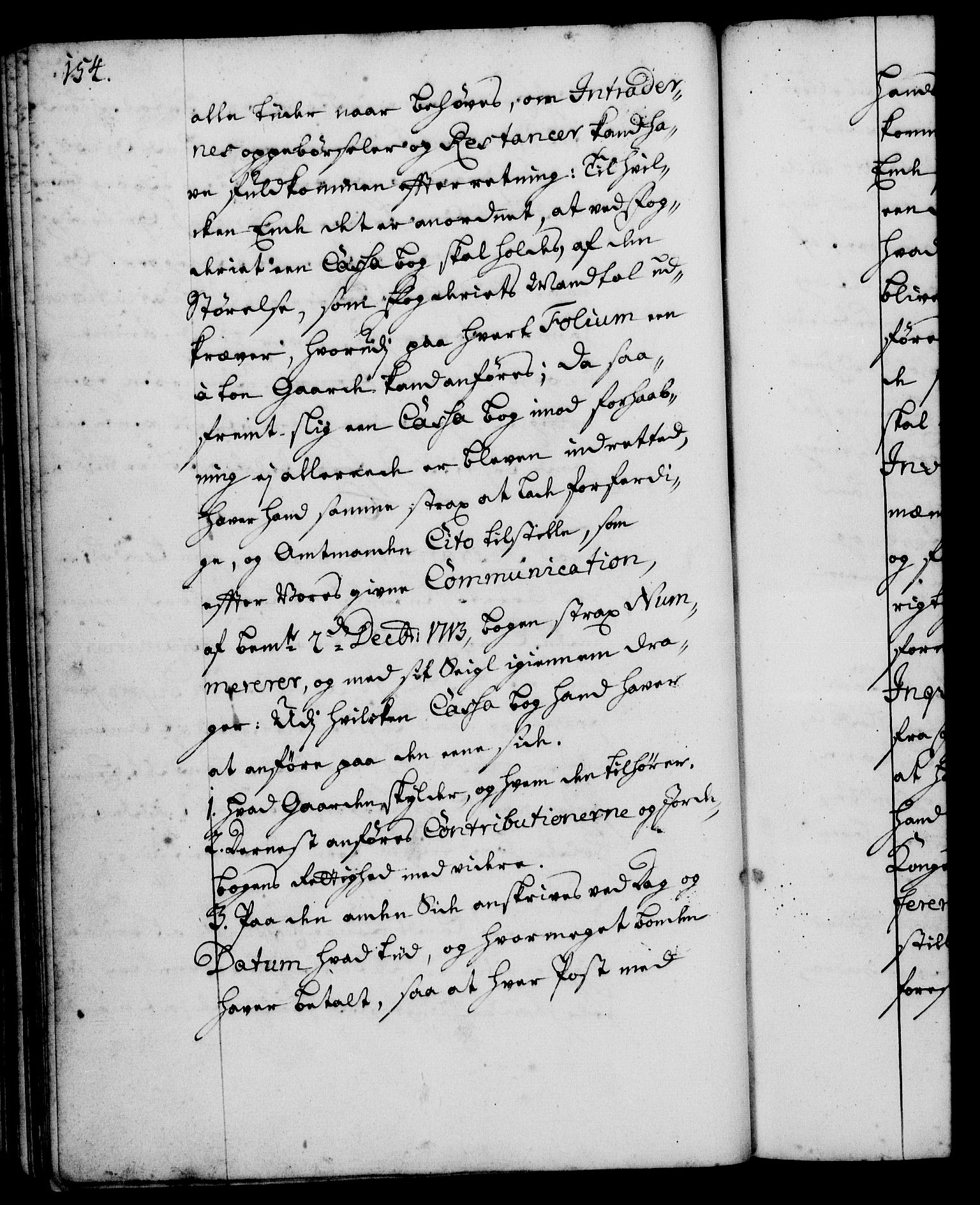Rentekammeret, Kammerkanselliet, RA/EA-3111/G/Gg/Ggi/L0001: Norsk instruksjonsprotokoll med register (merket RK 53.34), 1720-1729, s. 154