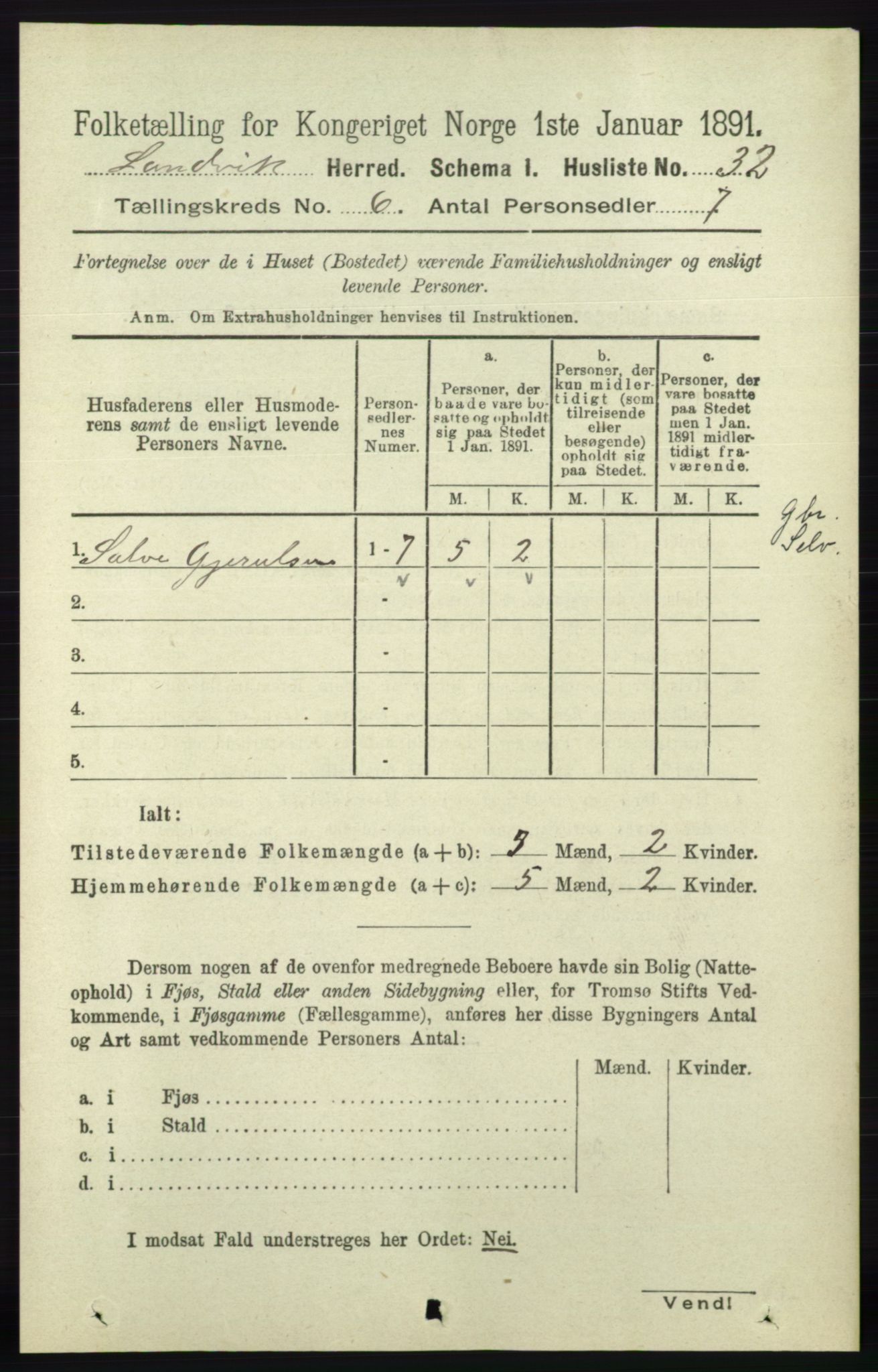 RA, Folketelling 1891 for 0924 Landvik herred, 1891, s. 2433