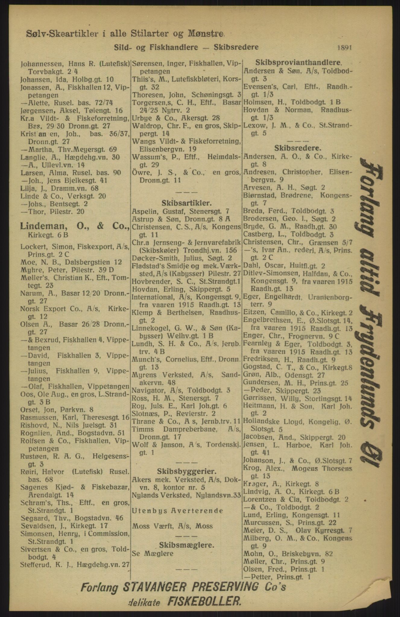 Kristiania/Oslo adressebok, PUBL/-, 1915, s. 1891