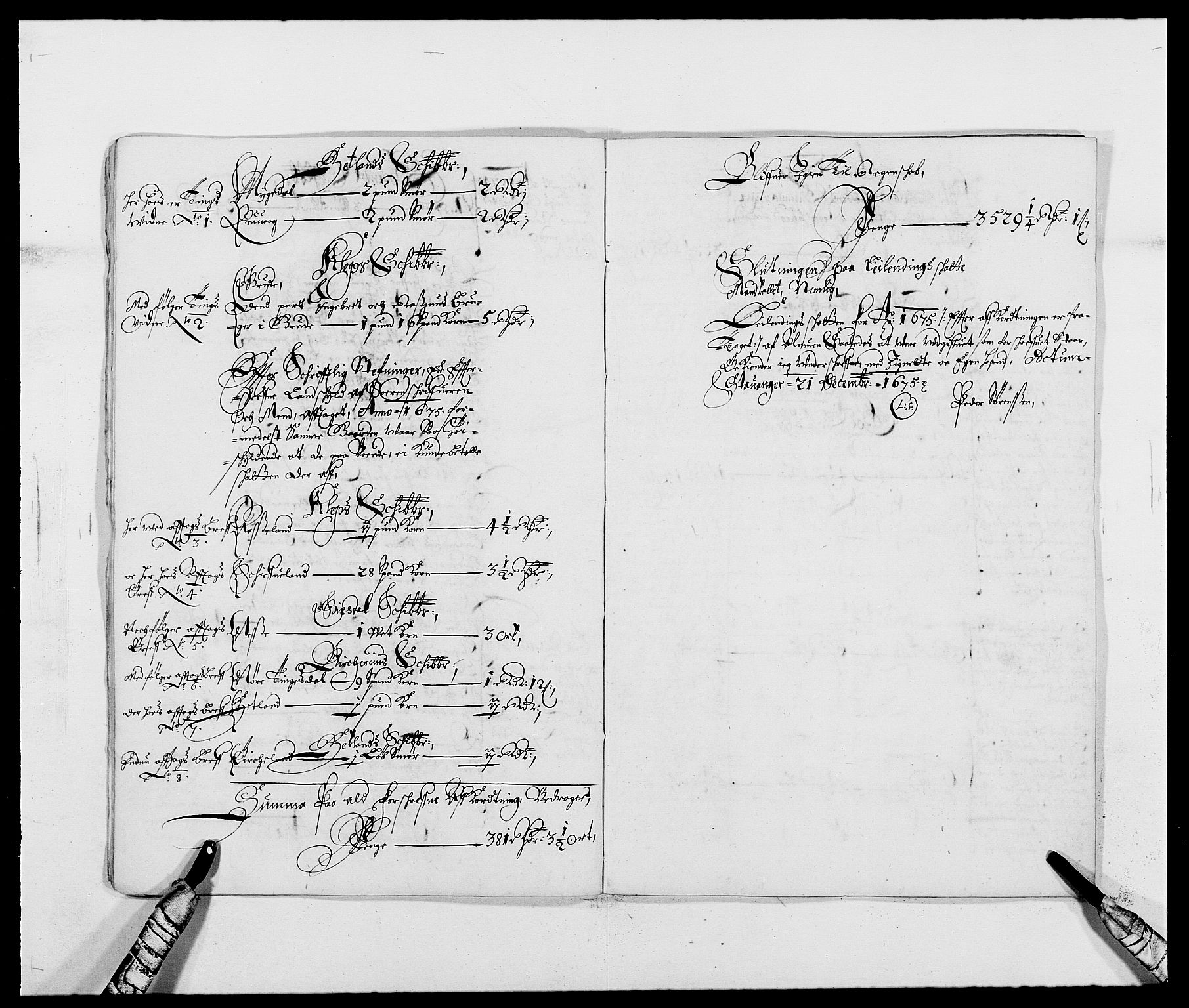 Rentekammeret inntil 1814, Reviderte regnskaper, Fogderegnskap, AV/RA-EA-4092/R46/L2715: Fogderegnskap Jæren og Dalane, 1675, s. 352