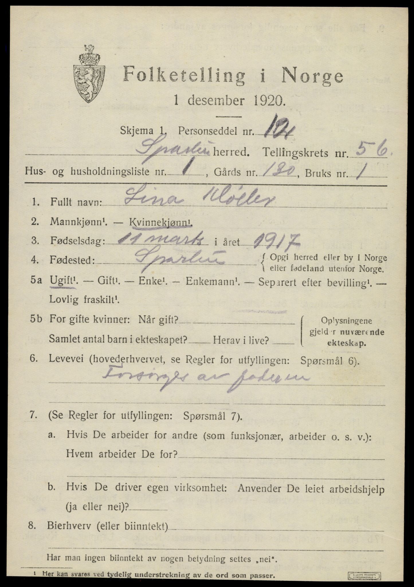 SAT, Folketelling 1920 for 1731 Sparbu herred, 1920, s. 6839