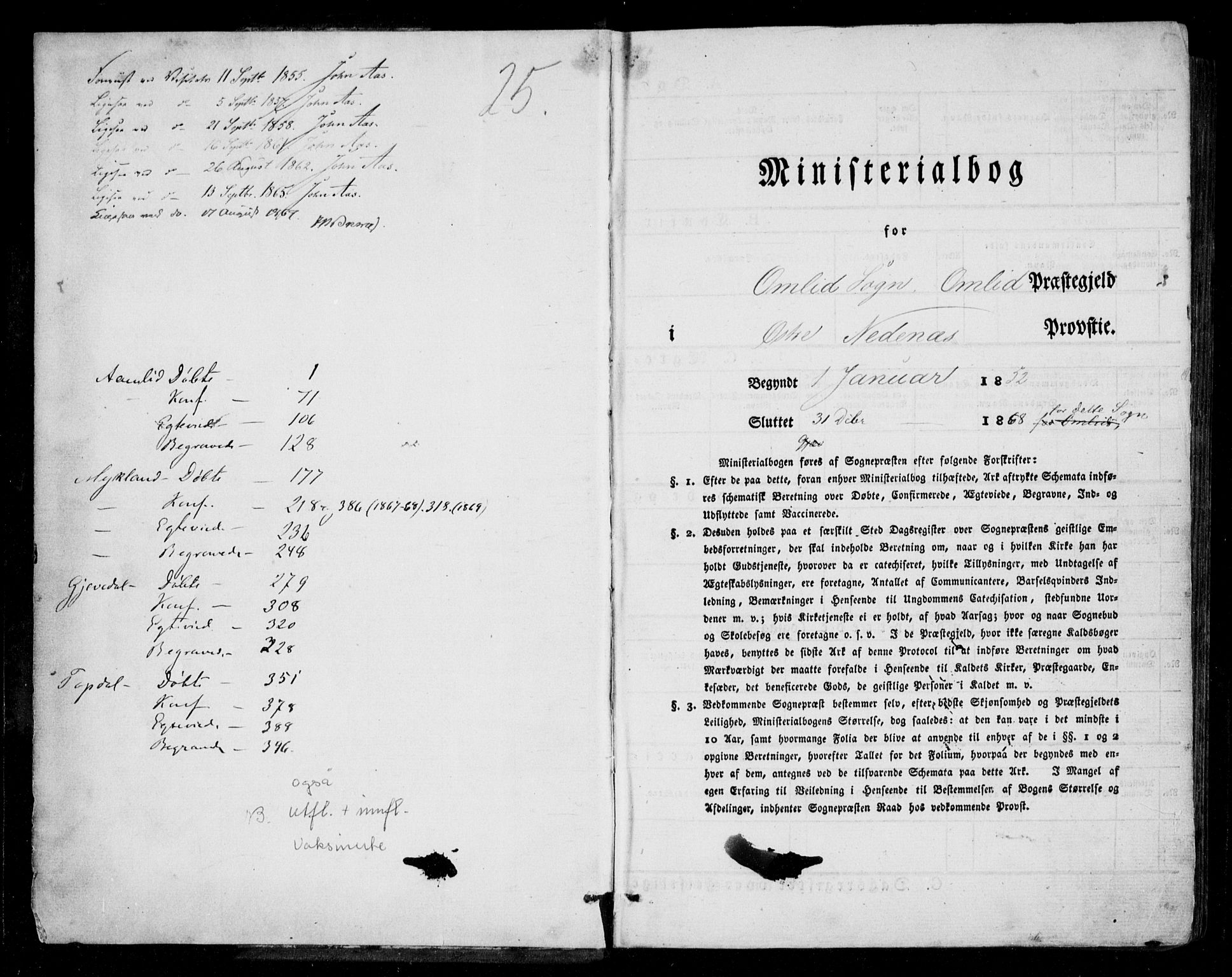 Åmli sokneprestkontor, SAK/1111-0050/F/Fa/Fac/L0008: Ministerialbok nr. A 8, 1852-1869