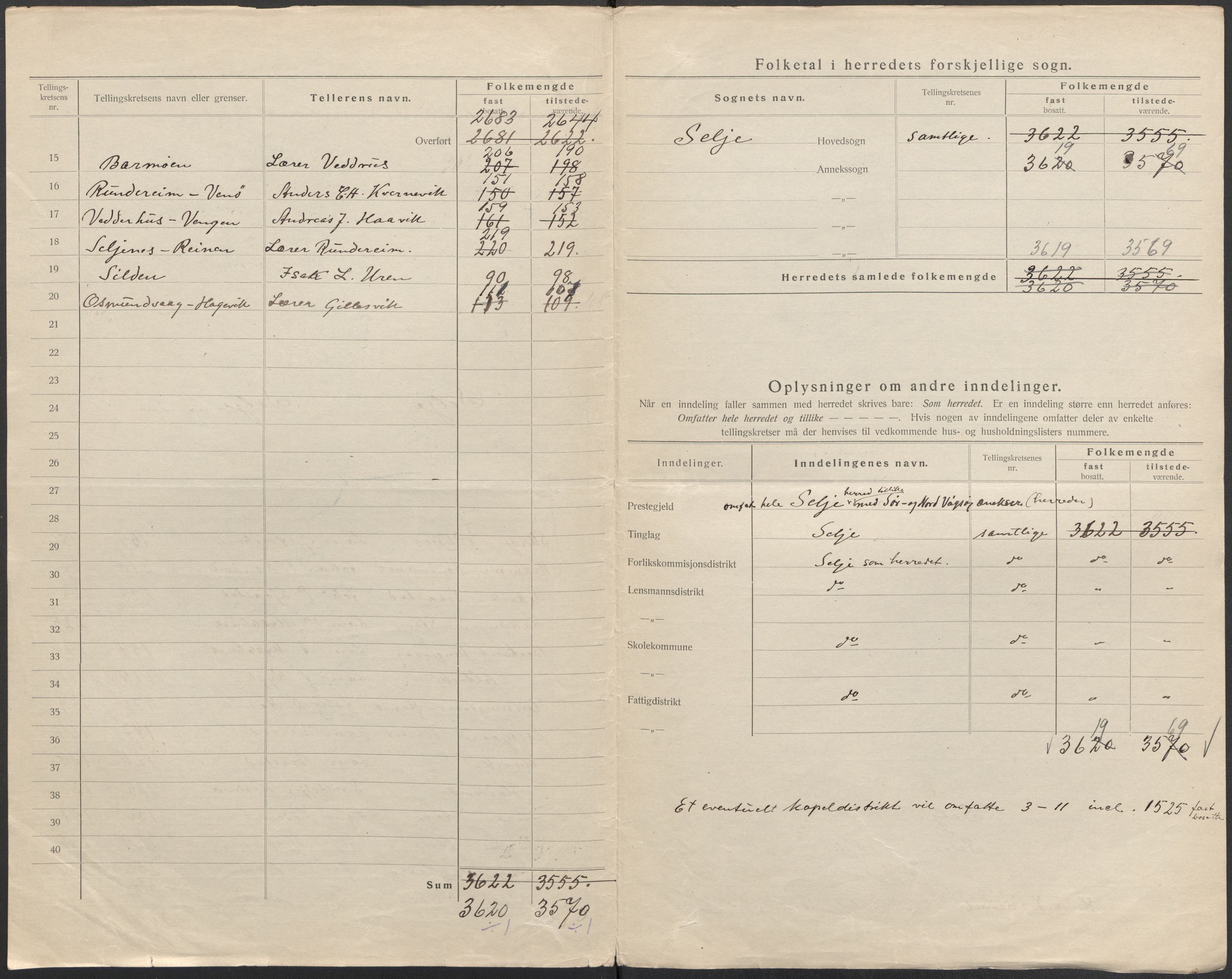 SAB, Folketelling 1920 for 1441 Selje herred, 1920, s. 8