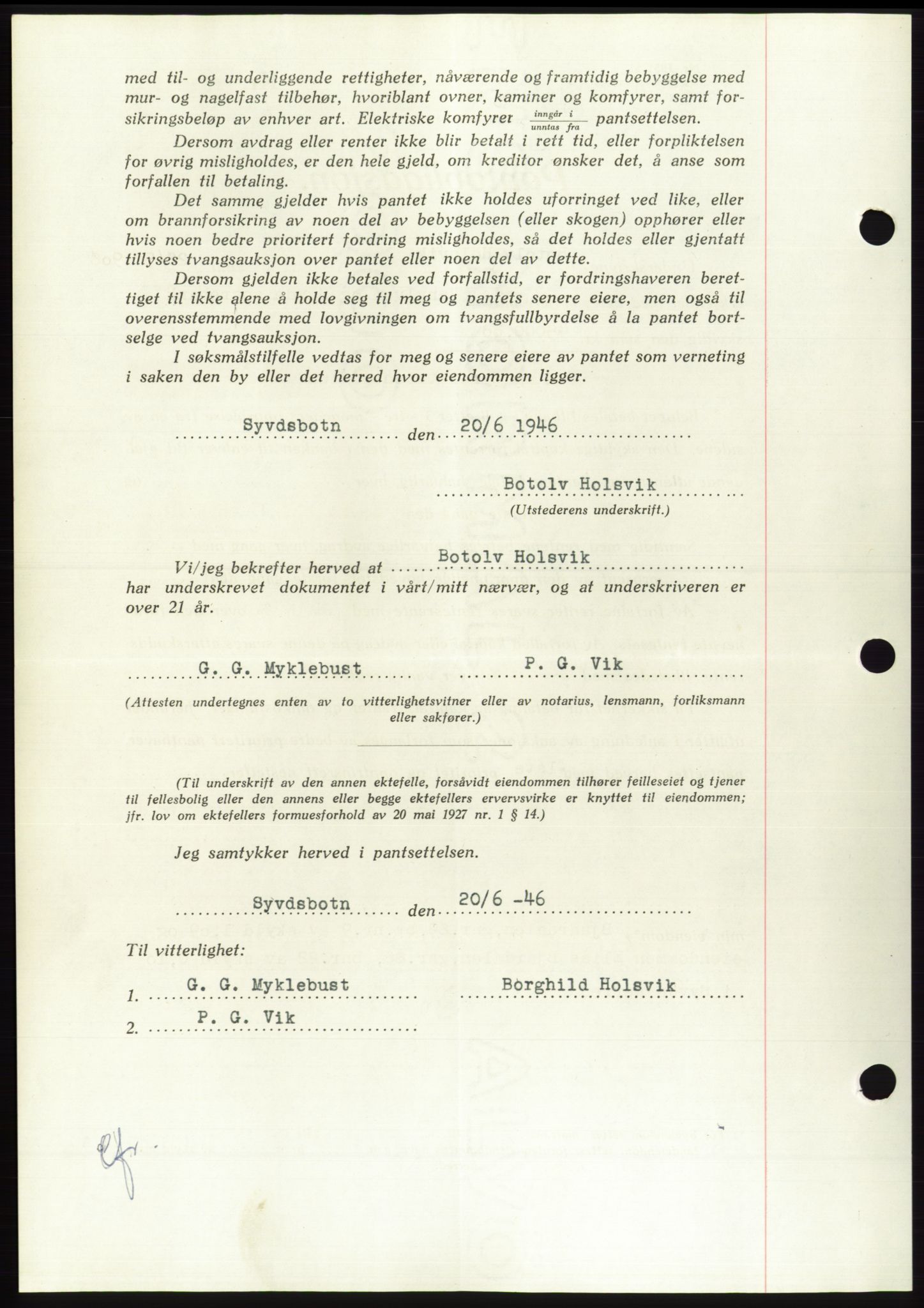 Søre Sunnmøre sorenskriveri, AV/SAT-A-4122/1/2/2C/L0114: Pantebok nr. 1-2B, 1943-1947, Dagboknr: 718/1946