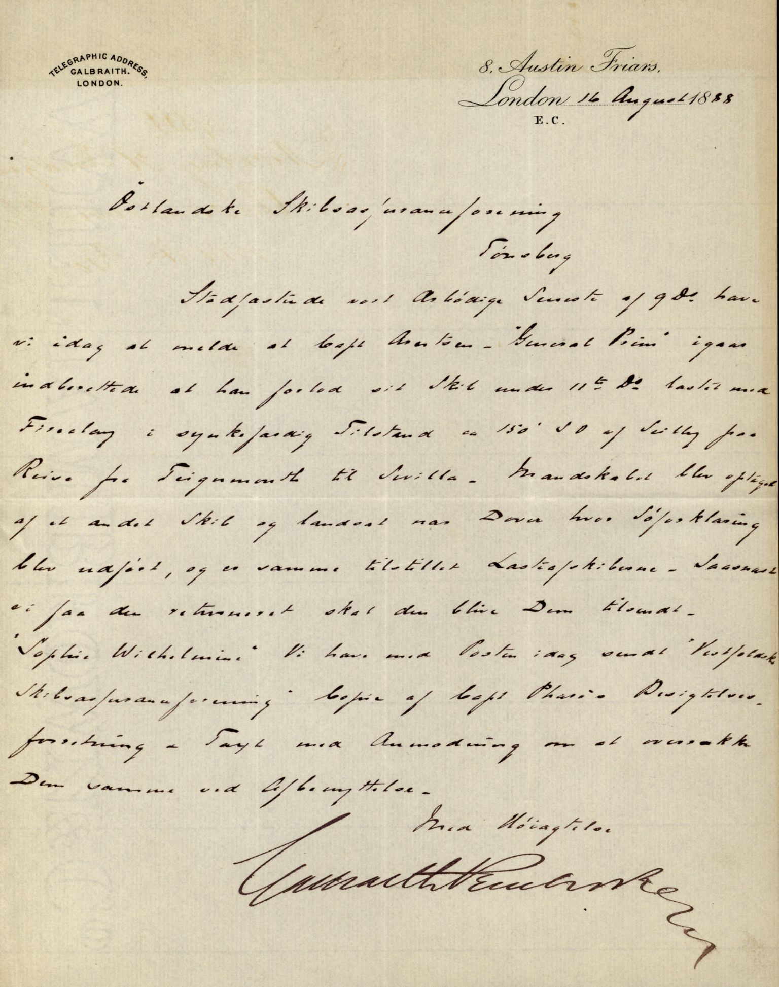 Pa 63 - Østlandske skibsassuranceforening, VEMU/A-1079/G/Ga/L0022/0003: Havaridokumenter / Ægir, Heldine, Henrik Wergeland, Høvding, General Prim, 1888, s. 63