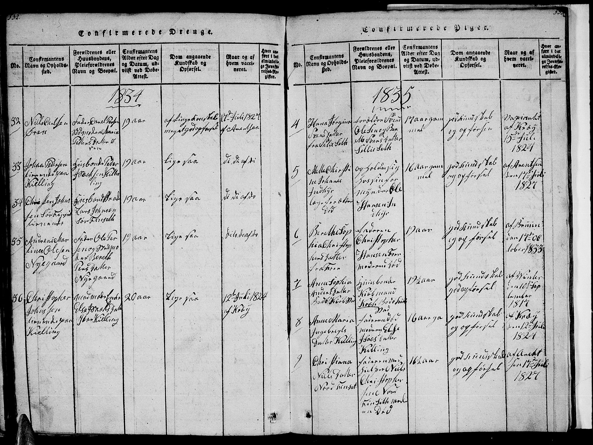 Ministerialprotokoller, klokkerbøker og fødselsregistre - Nordland, AV/SAT-A-1459/805/L0105: Klokkerbok nr. 805C01, 1820-1839, s. 532-533