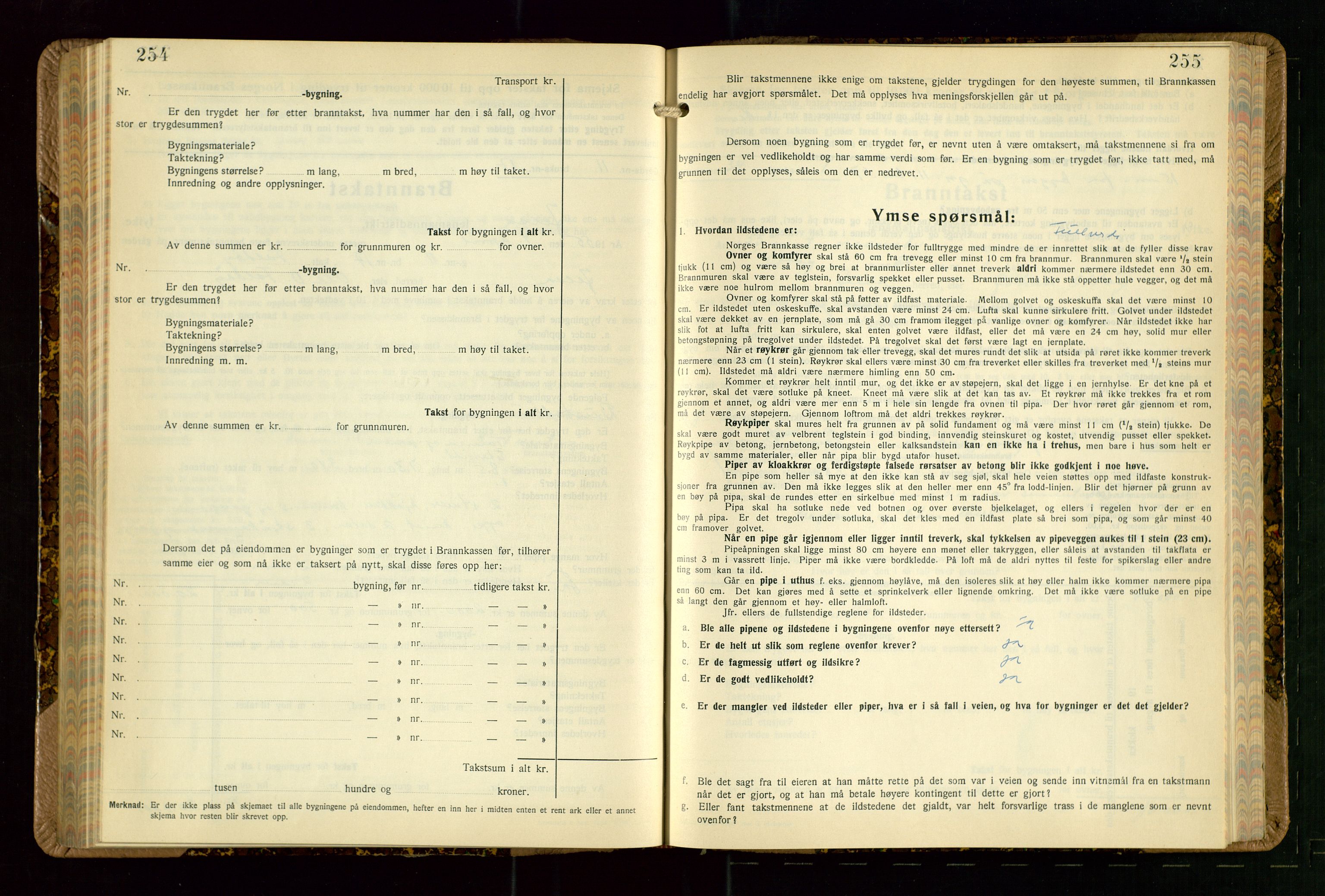 Jelsa lensmannskontor, SAST/A-100360/Gob/L0003: "Branntakstprotokoll", 1942-1955, s. 254-255