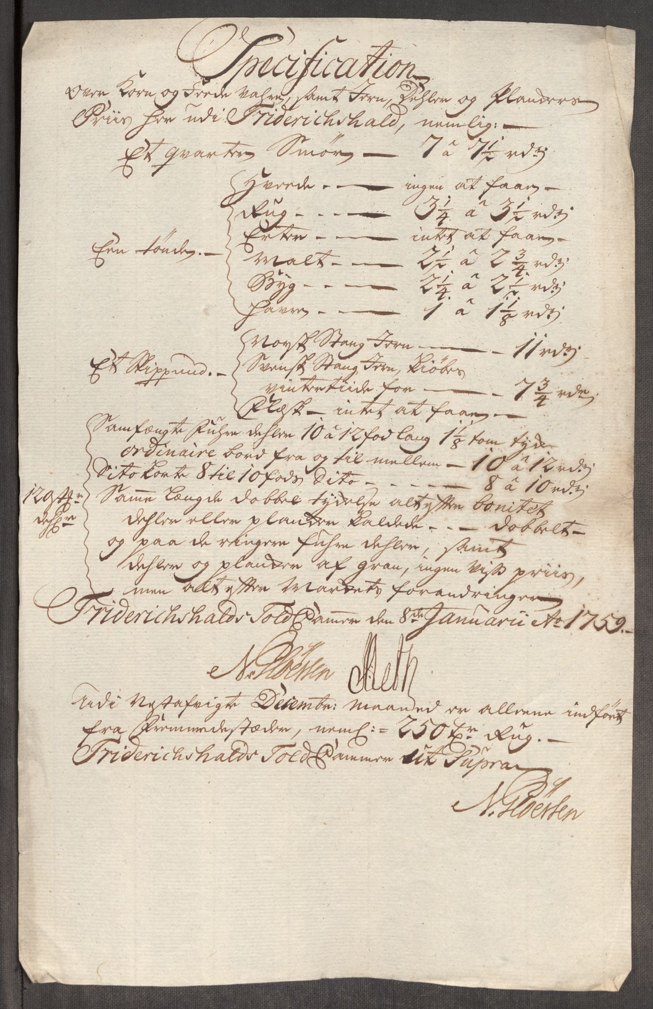Rentekammeret inntil 1814, Realistisk ordnet avdeling, RA/EA-4070/Oe/L0006: [Ø1]: Priskuranter, 1758-1760, s. 33