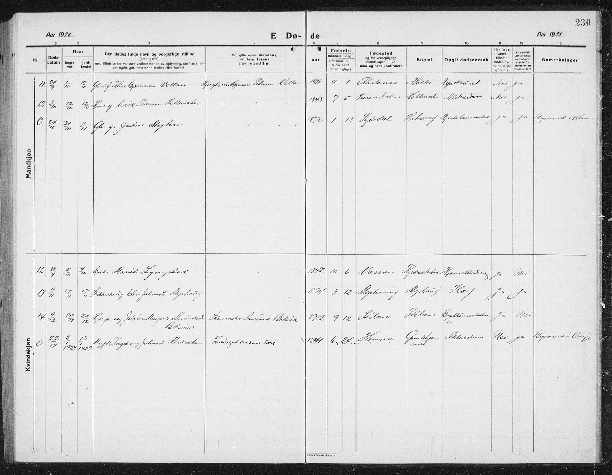 Ministerialprotokoller, klokkerbøker og fødselsregistre - Sør-Trøndelag, AV/SAT-A-1456/630/L0506: Klokkerbok nr. 630C04, 1914-1933, s. 230