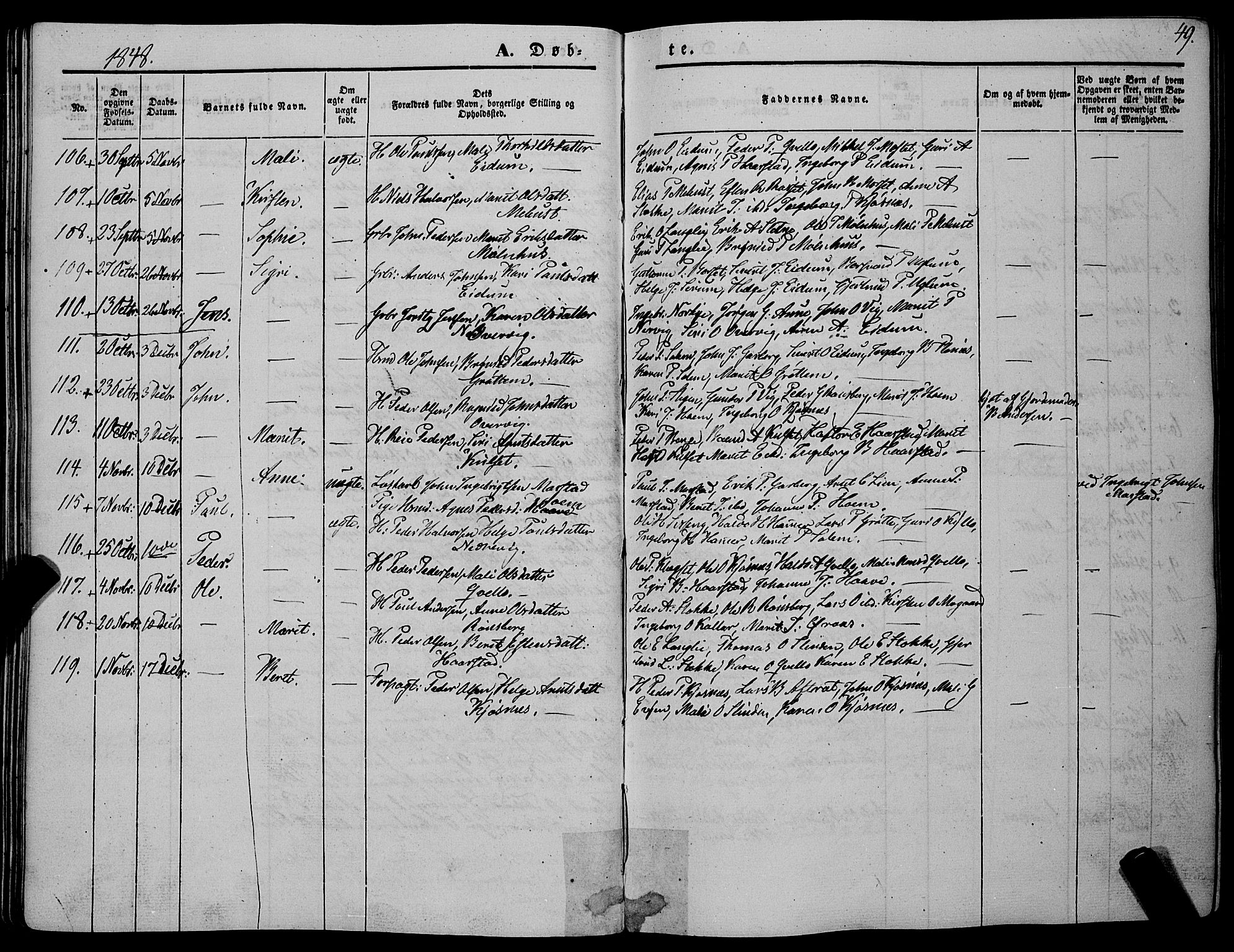 Ministerialprotokoller, klokkerbøker og fødselsregistre - Sør-Trøndelag, SAT/A-1456/695/L1145: Ministerialbok nr. 695A06 /1, 1843-1859, s. 49