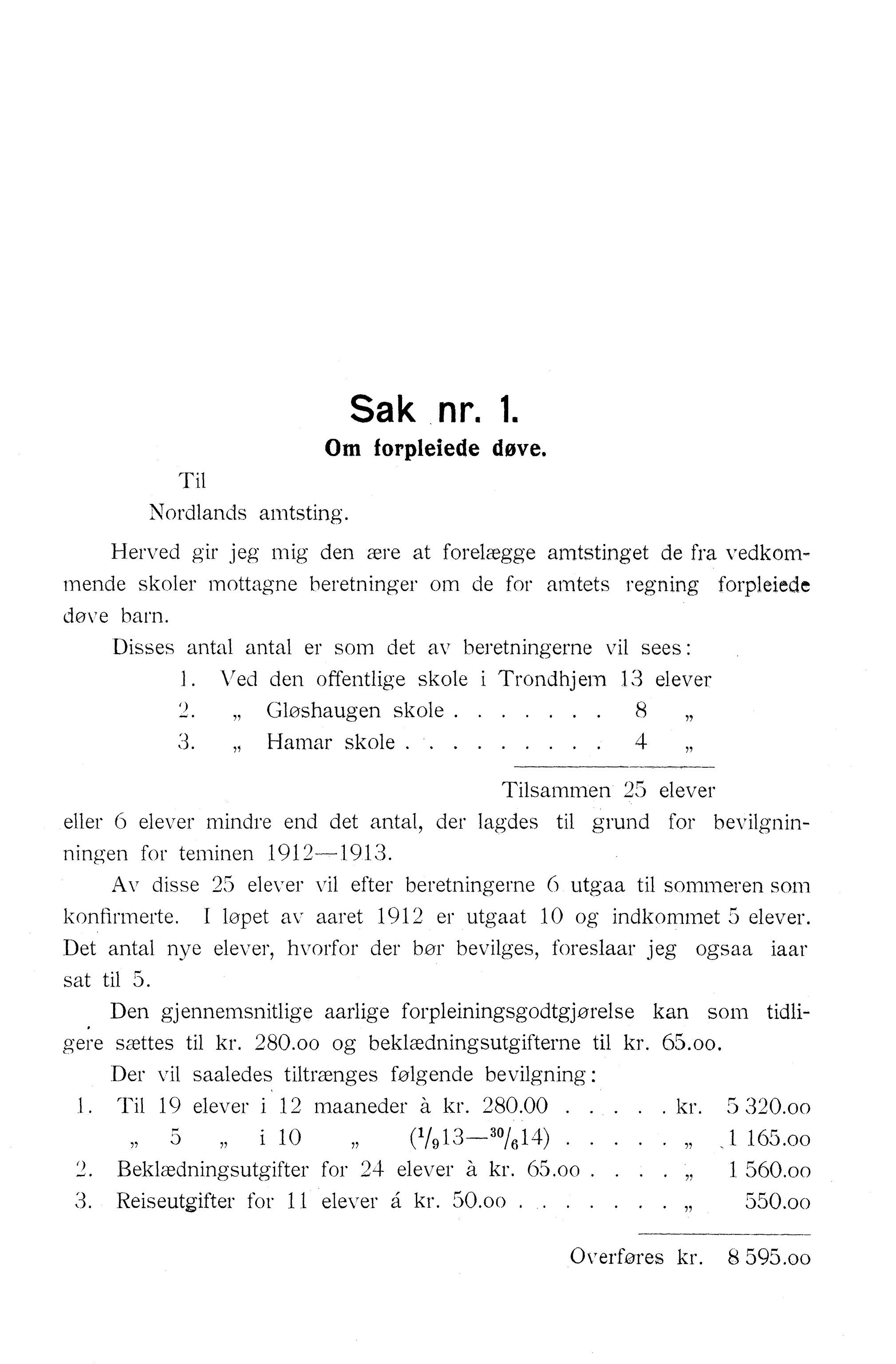 Nordland Fylkeskommune. Fylkestinget, AIN/NFK-17/176/A/Ac/L0036: Fylkestingsforhandlinger 1913, 1913