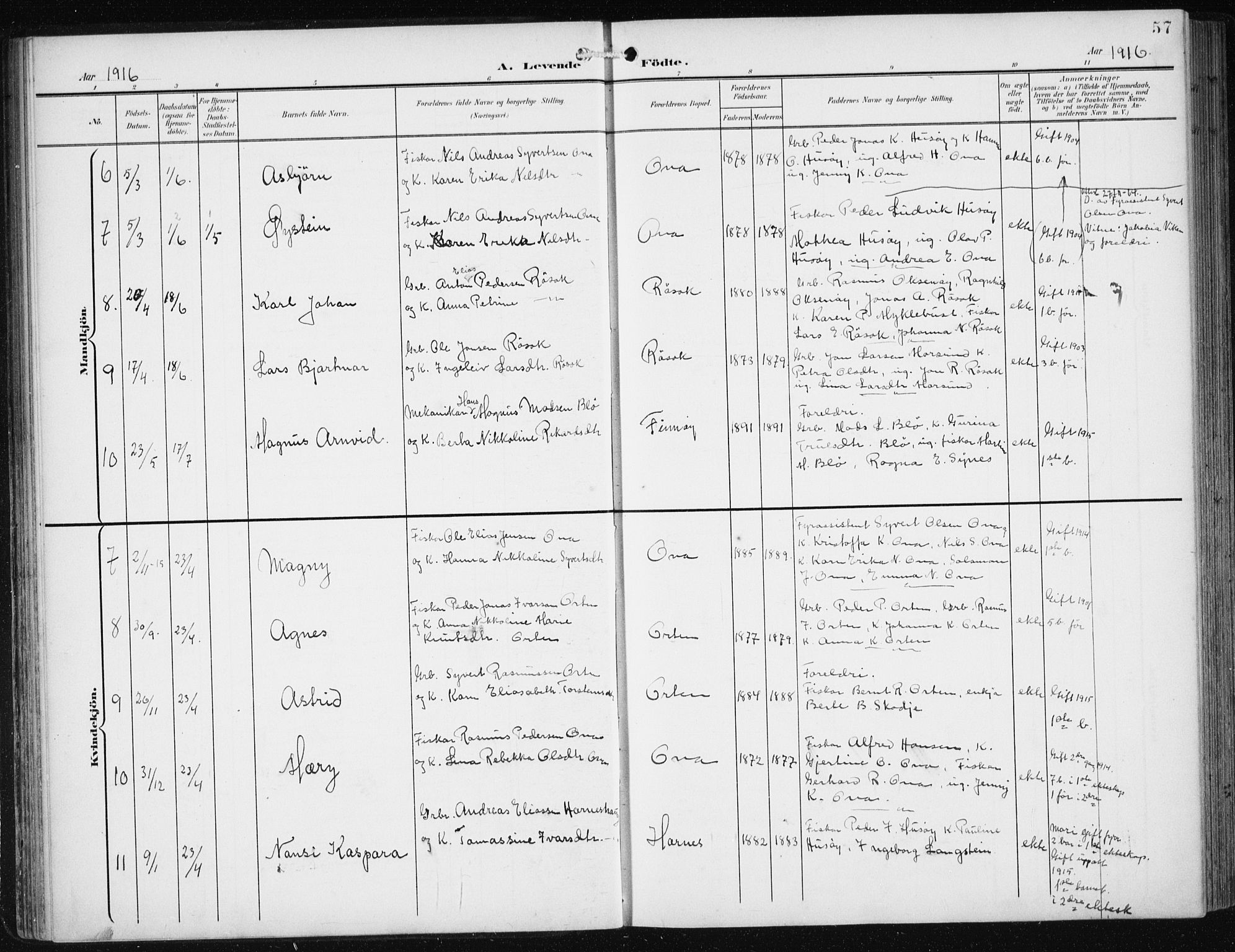 Ministerialprotokoller, klokkerbøker og fødselsregistre - Møre og Romsdal, AV/SAT-A-1454/561/L0733: Klokkerbok nr. 561C03, 1900-1940, s. 57