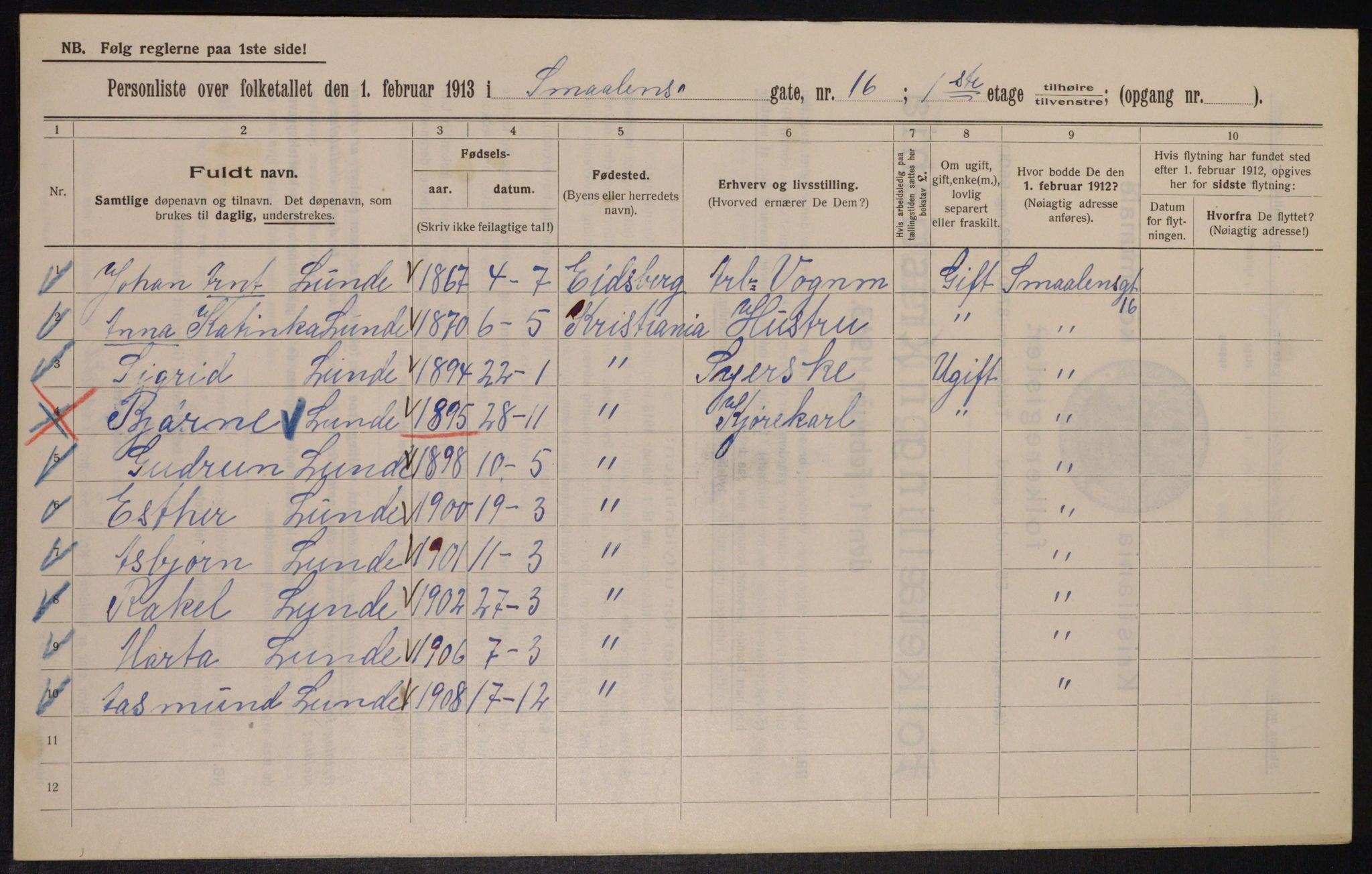 OBA, Kommunal folketelling 1.2.1913 for Kristiania, 1913, s. 97944