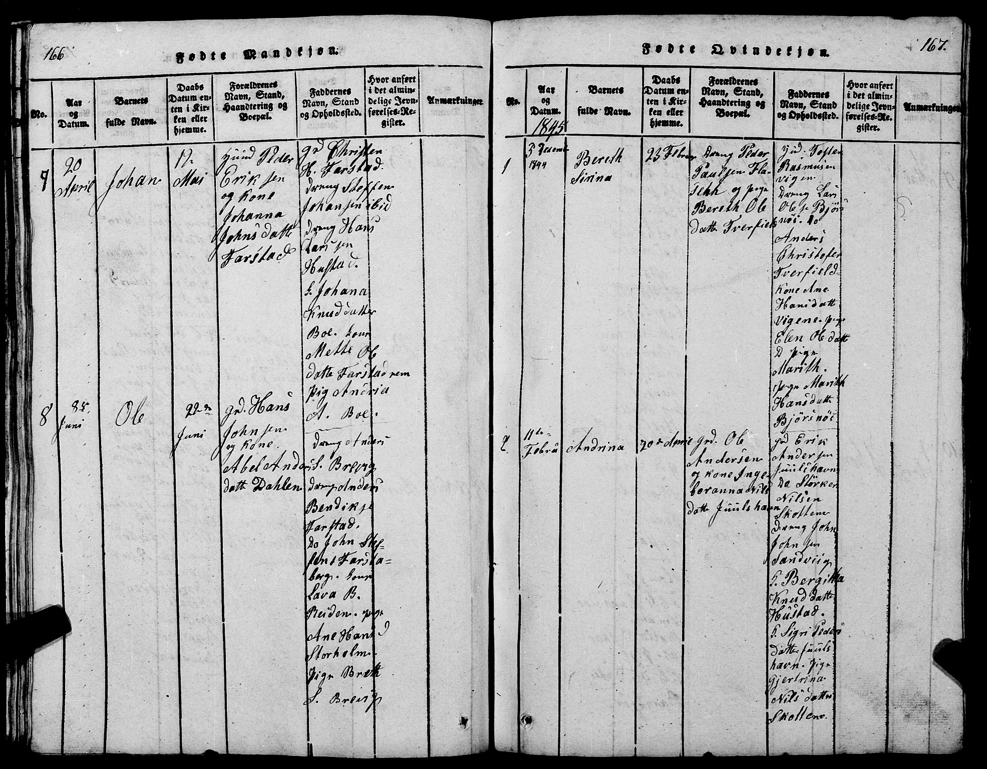 Ministerialprotokoller, klokkerbøker og fødselsregistre - Møre og Romsdal, AV/SAT-A-1454/567/L0781: Klokkerbok nr. 567C01, 1818-1845, s. 166-167