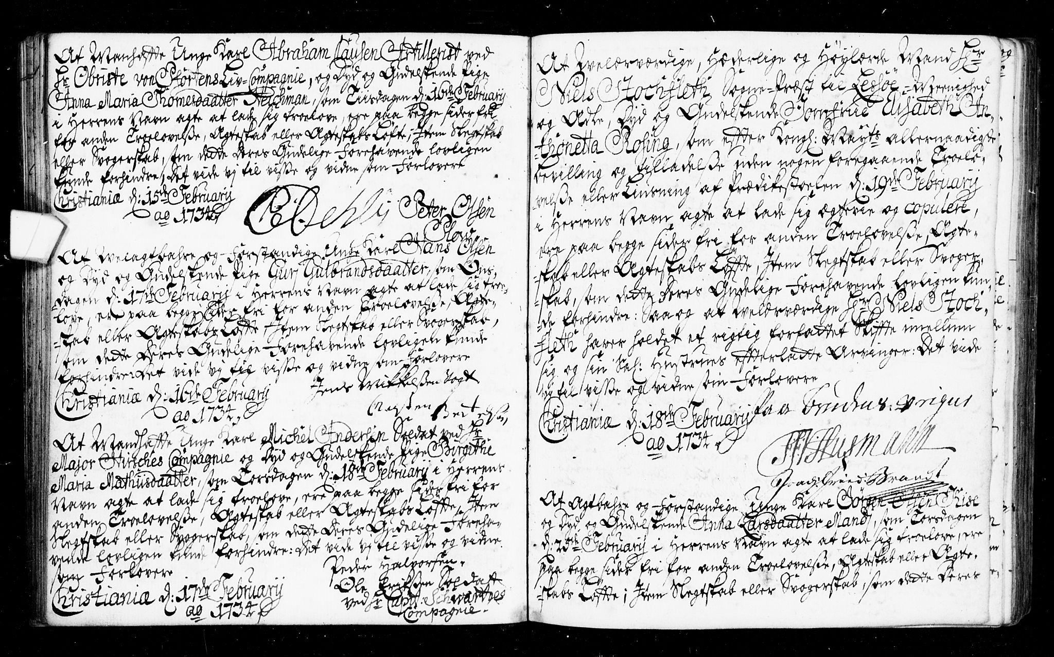 Oslo domkirke Kirkebøker, SAO/A-10752/L/La/L0006: Forlovererklæringer nr. 6, 1731-1743