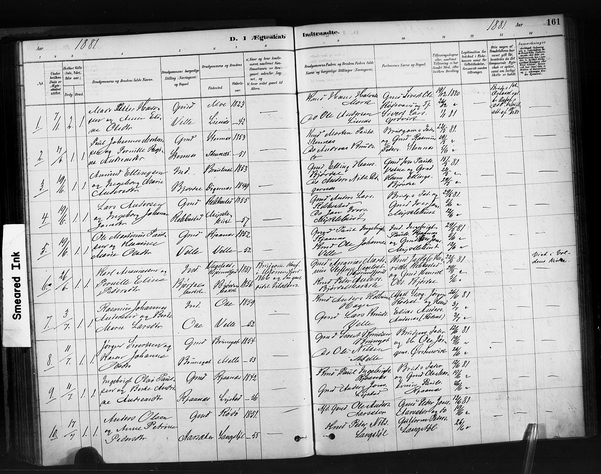 Ministerialprotokoller, klokkerbøker og fødselsregistre - Møre og Romsdal, AV/SAT-A-1454/513/L0176: Ministerialbok nr. 513A03, 1877-1889, s. 161