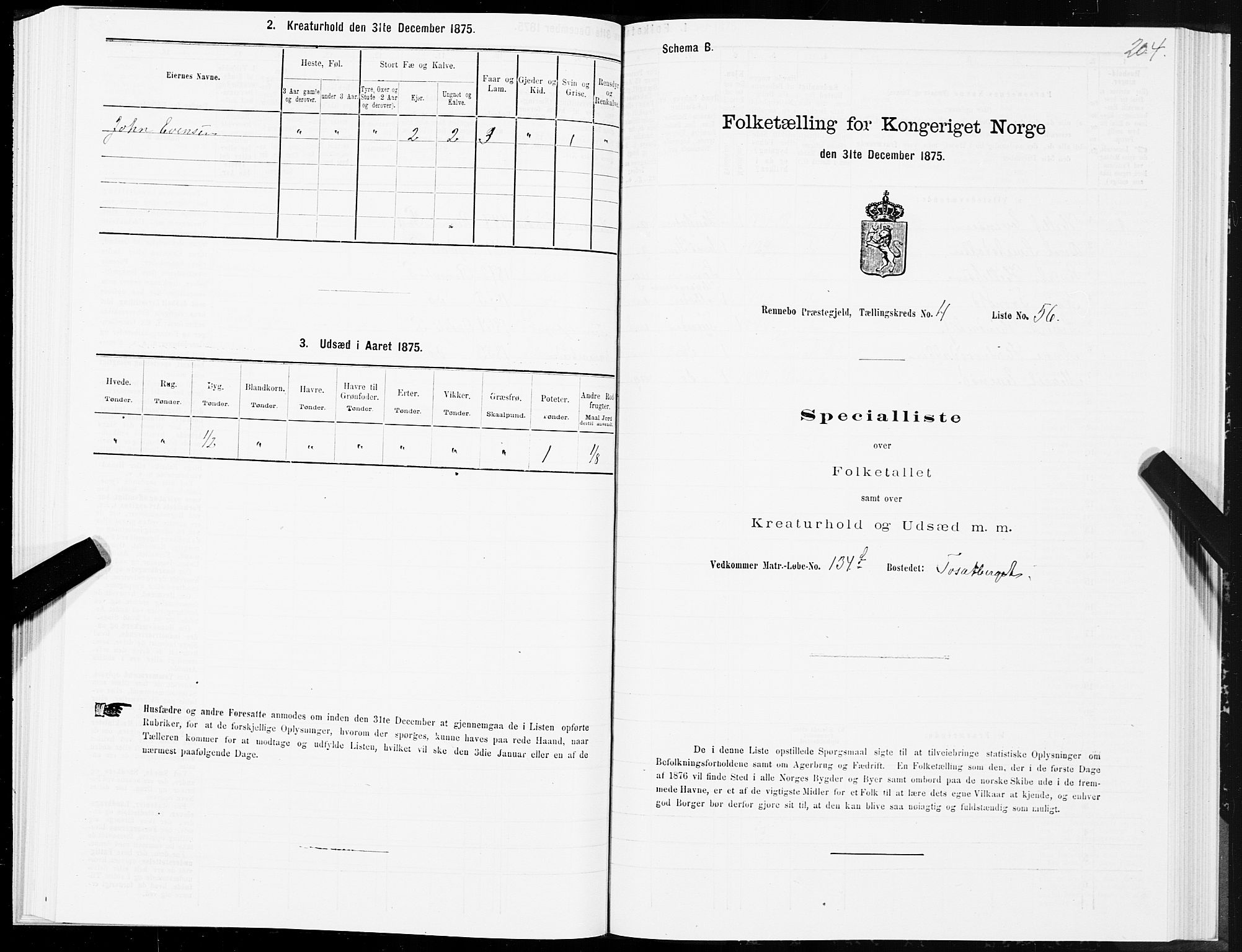 SAT, Folketelling 1875 for 1635P Rennebu prestegjeld, 1875, s. 2204