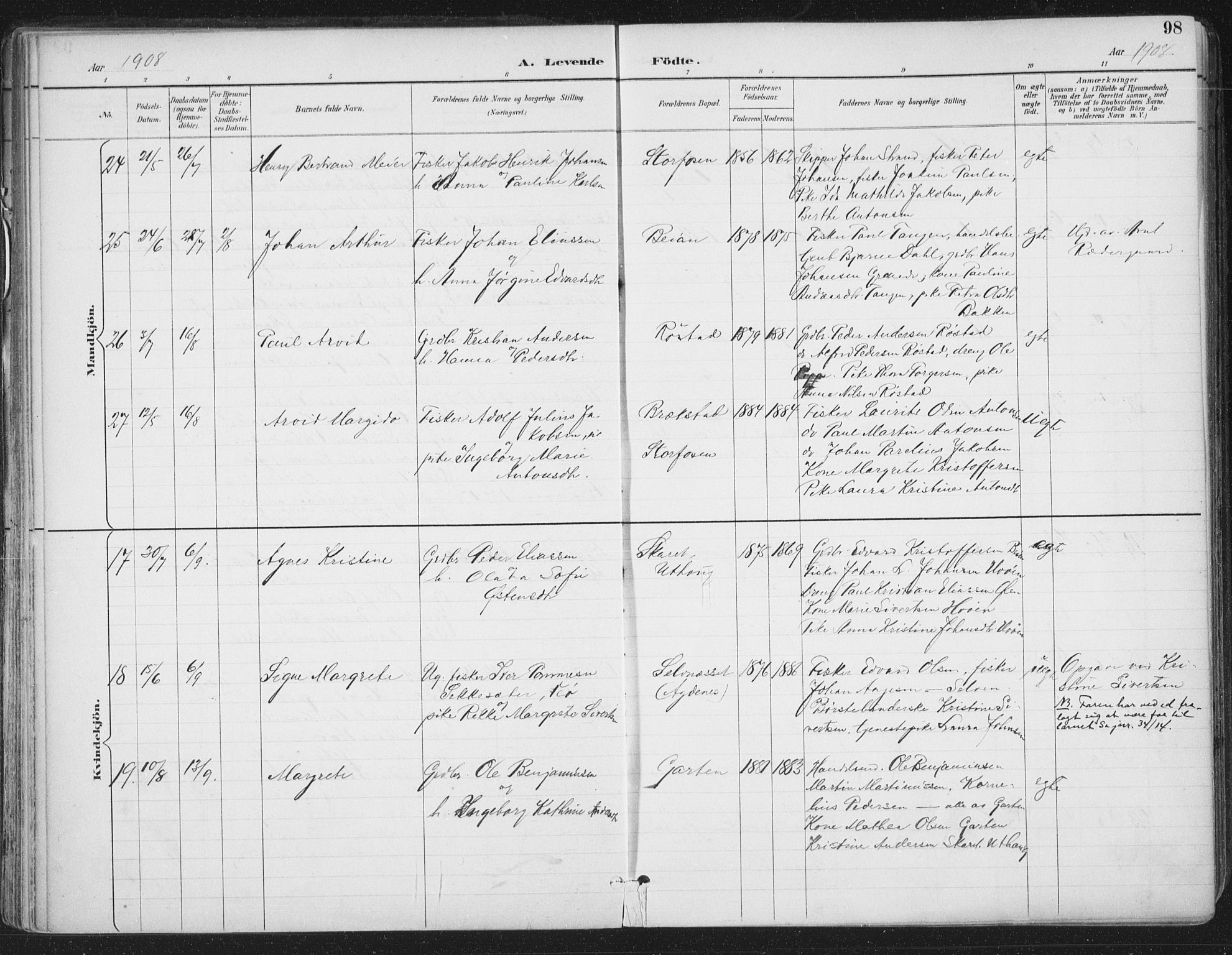 Ministerialprotokoller, klokkerbøker og fødselsregistre - Sør-Trøndelag, SAT/A-1456/659/L0743: Ministerialbok nr. 659A13, 1893-1910, s. 98