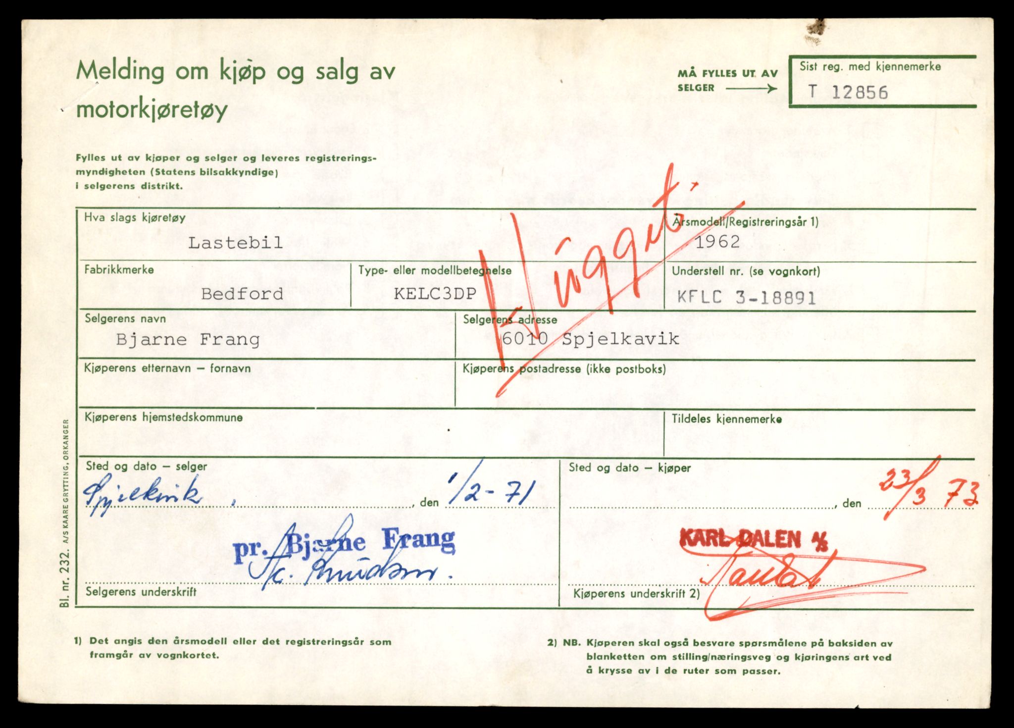 Møre og Romsdal vegkontor - Ålesund trafikkstasjon, AV/SAT-A-4099/F/Fe/L0036: Registreringskort for kjøretøy T 12831 - T 13030, 1927-1998, s. 509