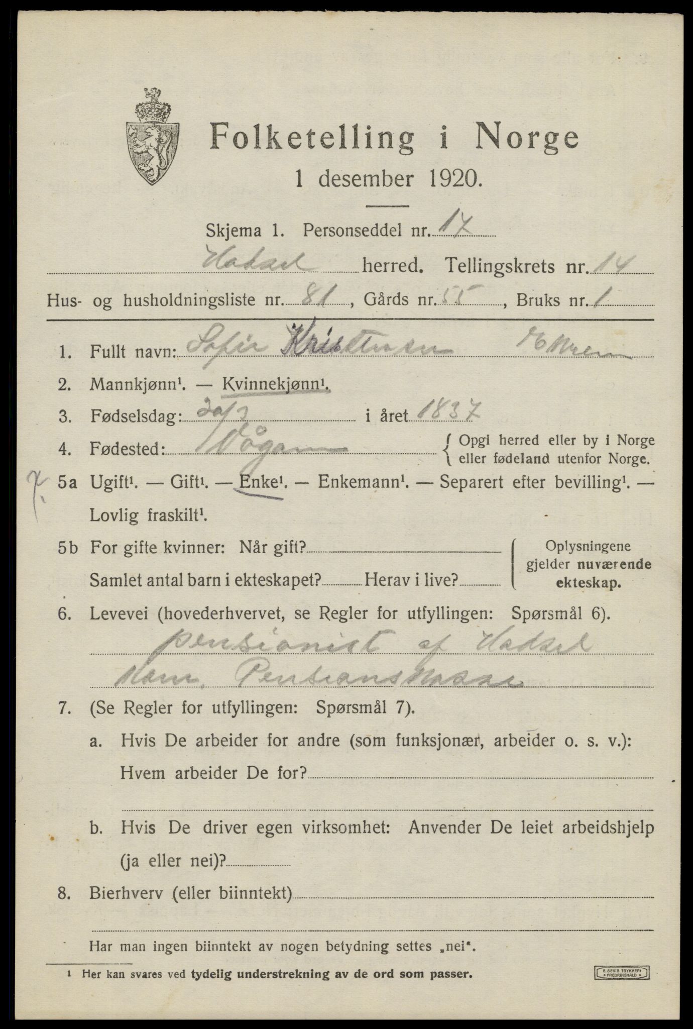 SAT, Folketelling 1920 for 1866 Hadsel herred, 1920, s. 12754