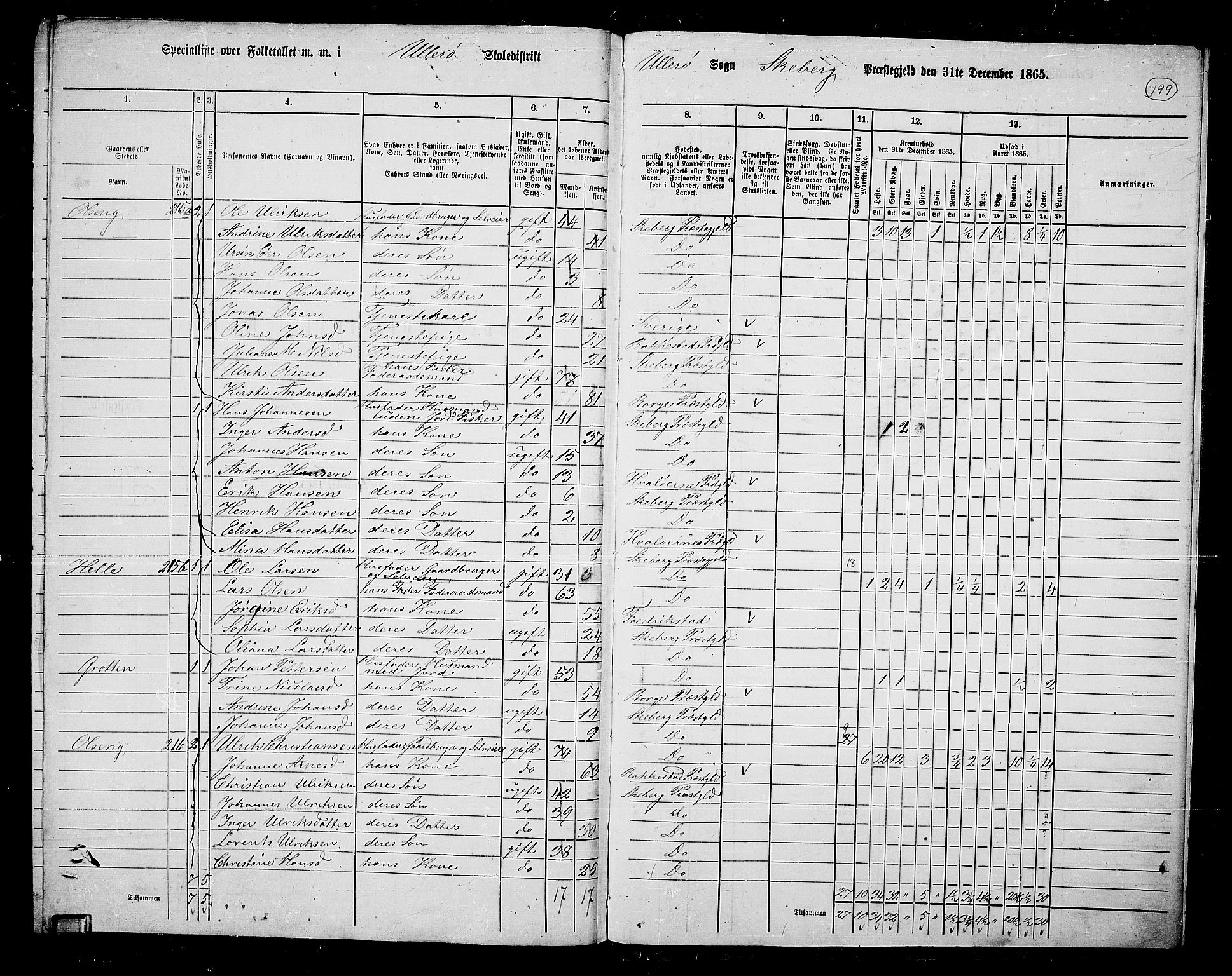 RA, Folketelling 1865 for 0115P Skjeberg prestegjeld, 1865, s. 182