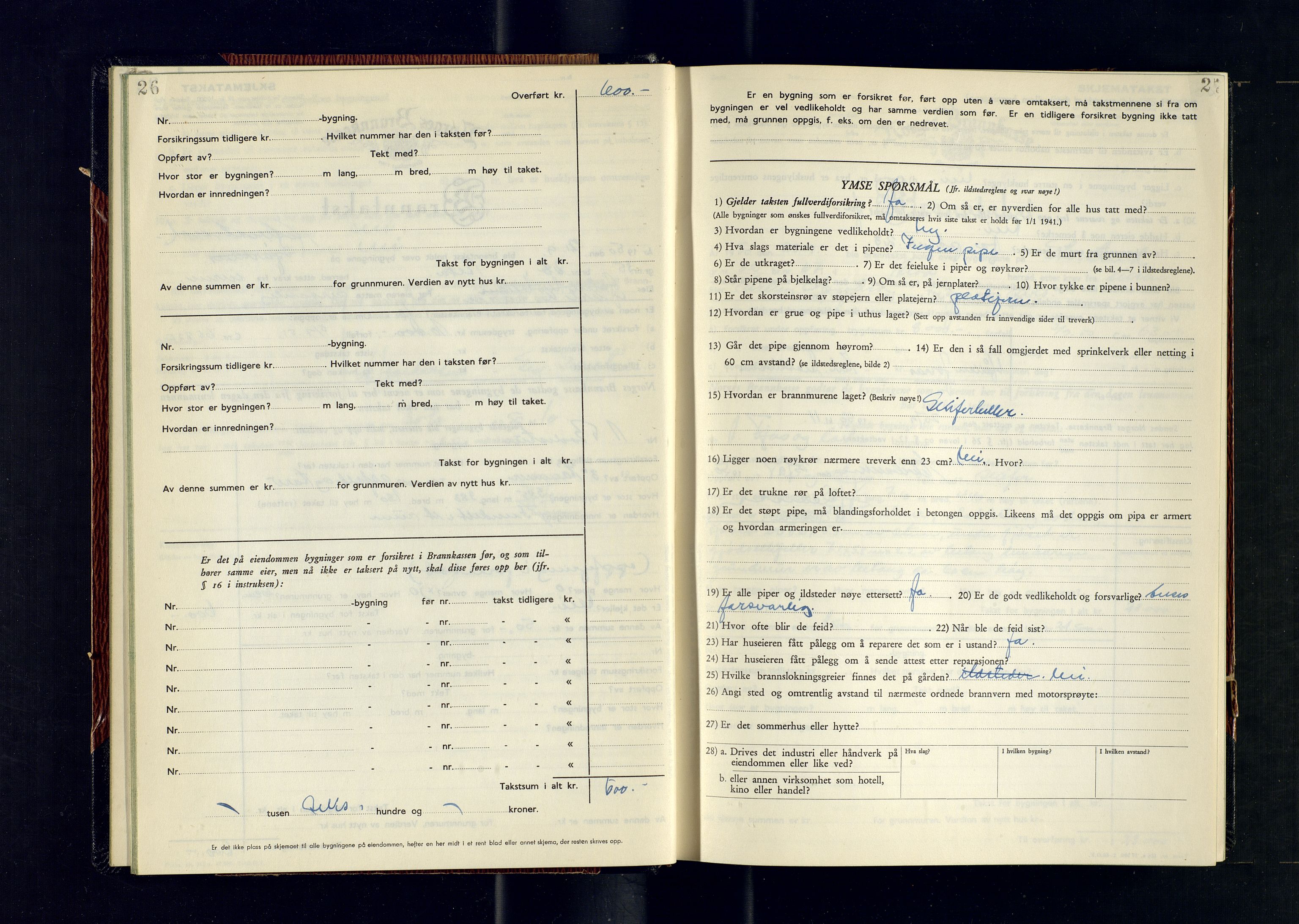 Alta lensmannskontor, AV/SATØ-S-1165/O/Ob/L0184: Branntakstprotokoll, 1950-1953, s. 26-27