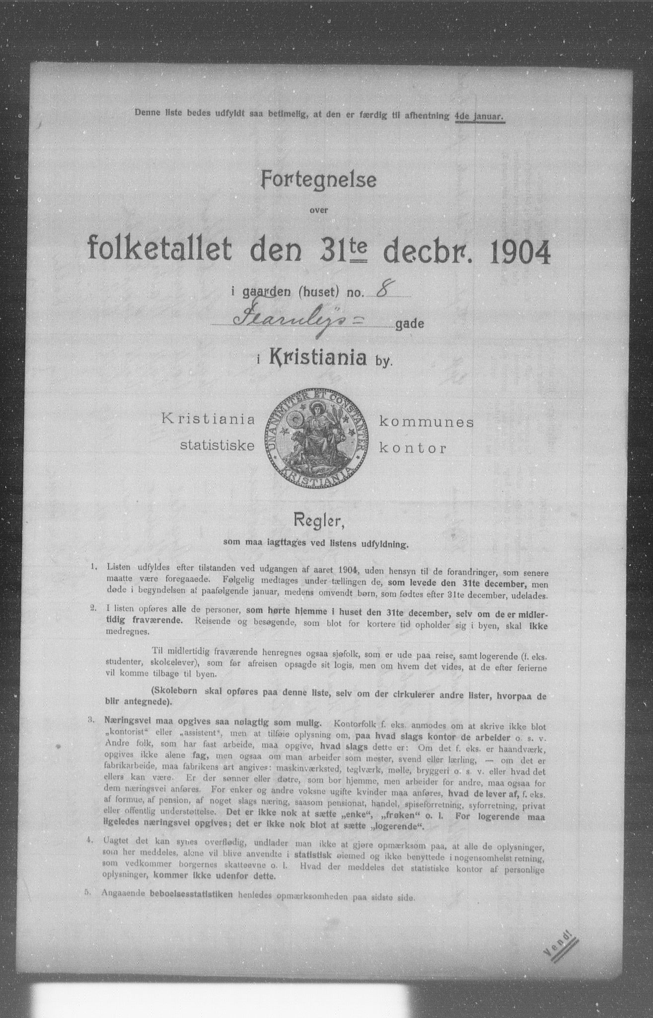 OBA, Kommunal folketelling 31.12.1904 for Kristiania kjøpstad, 1904, s. 4903