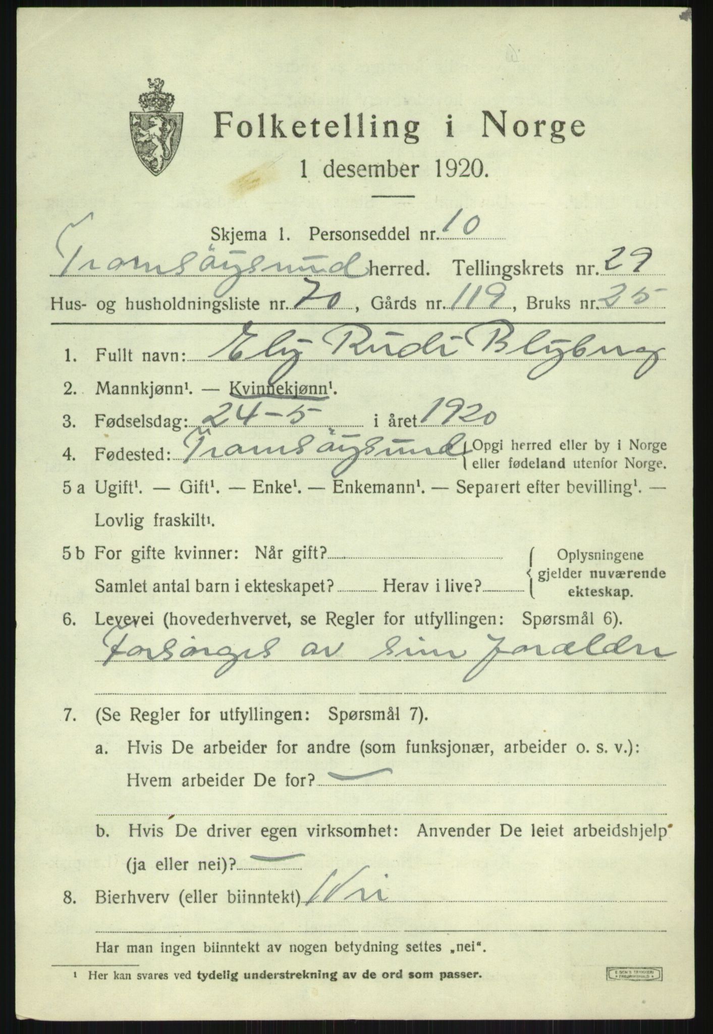 SATØ, Folketelling 1920 for 1934 Tromsøysund herred, 1920, s. 14238