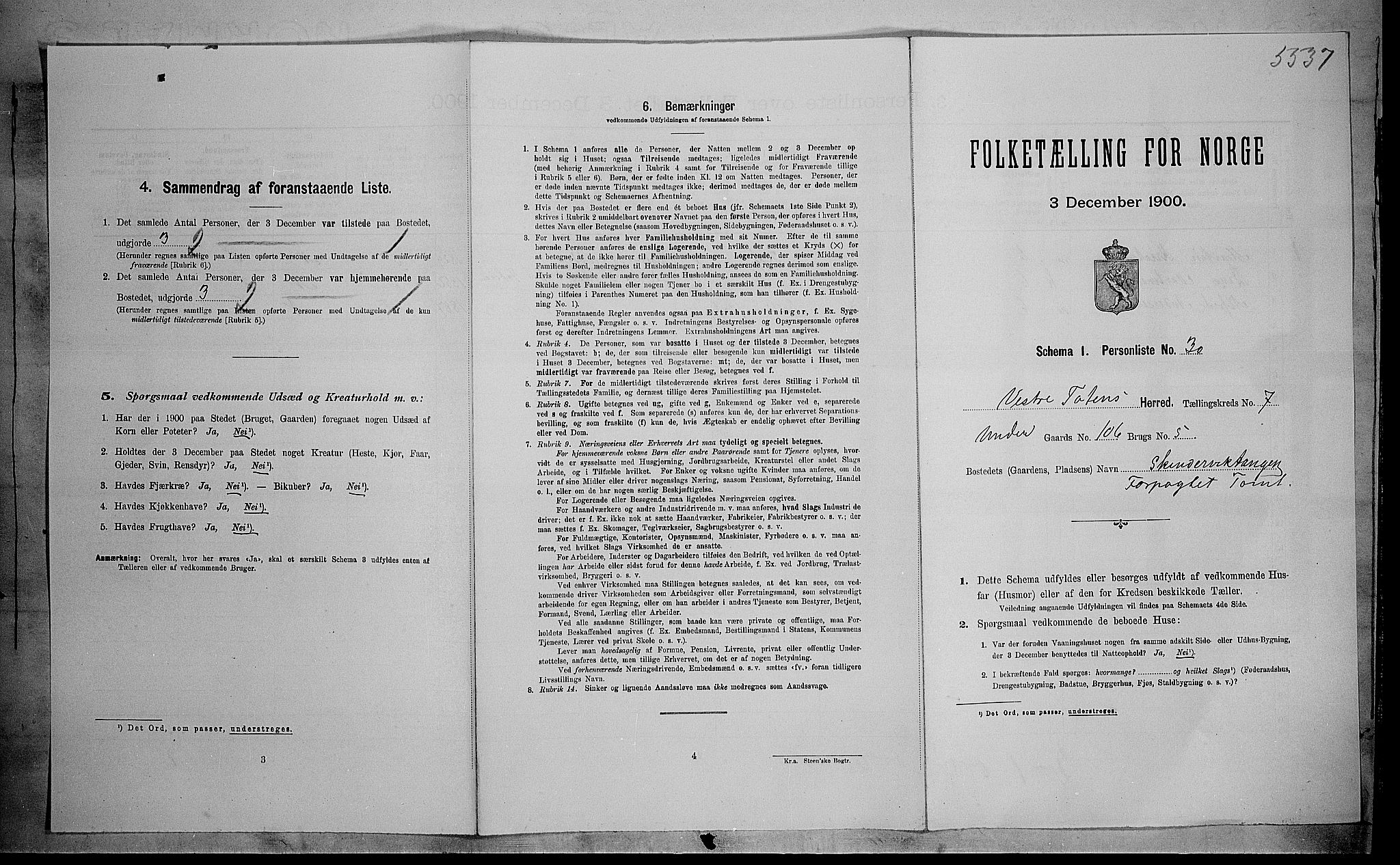 SAH, Folketelling 1900 for 0529 Vestre Toten herred, 1900, s. 1292