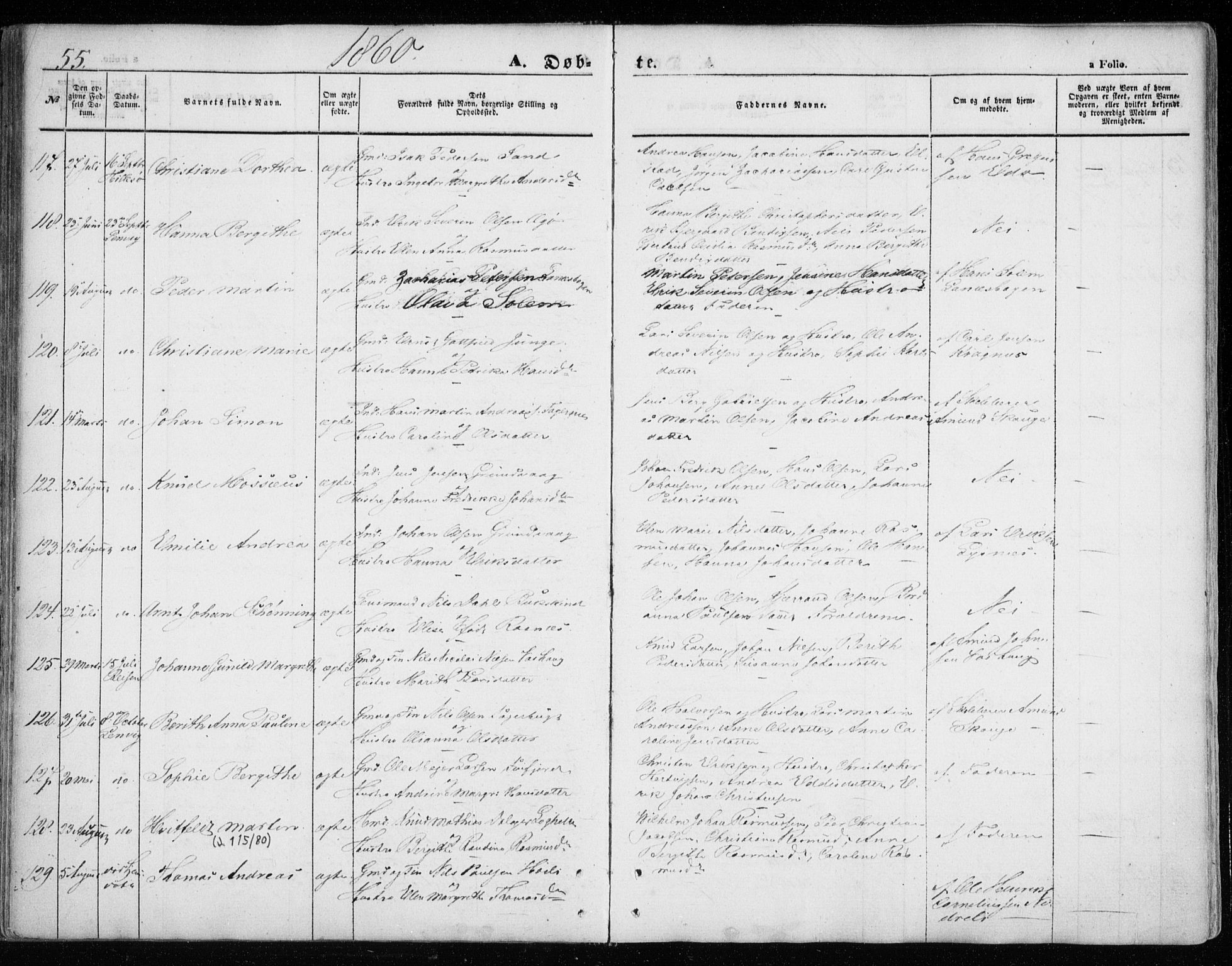 Lenvik sokneprestembete, AV/SATØ-S-1310/H/Ha/Haa/L0007kirke: Ministerialbok nr. 7, 1855-1865, s. 55