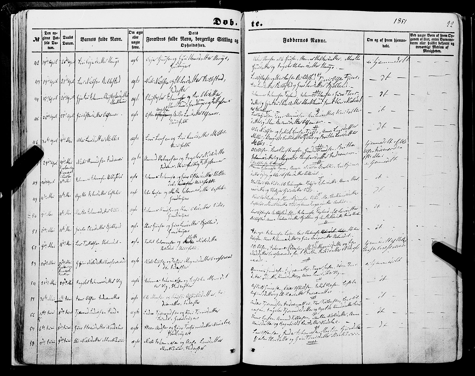 Skånevik sokneprestembete, AV/SAB-A-77801/H/Haa: Ministerialbok nr. A 5I, 1848-1869, s. 22