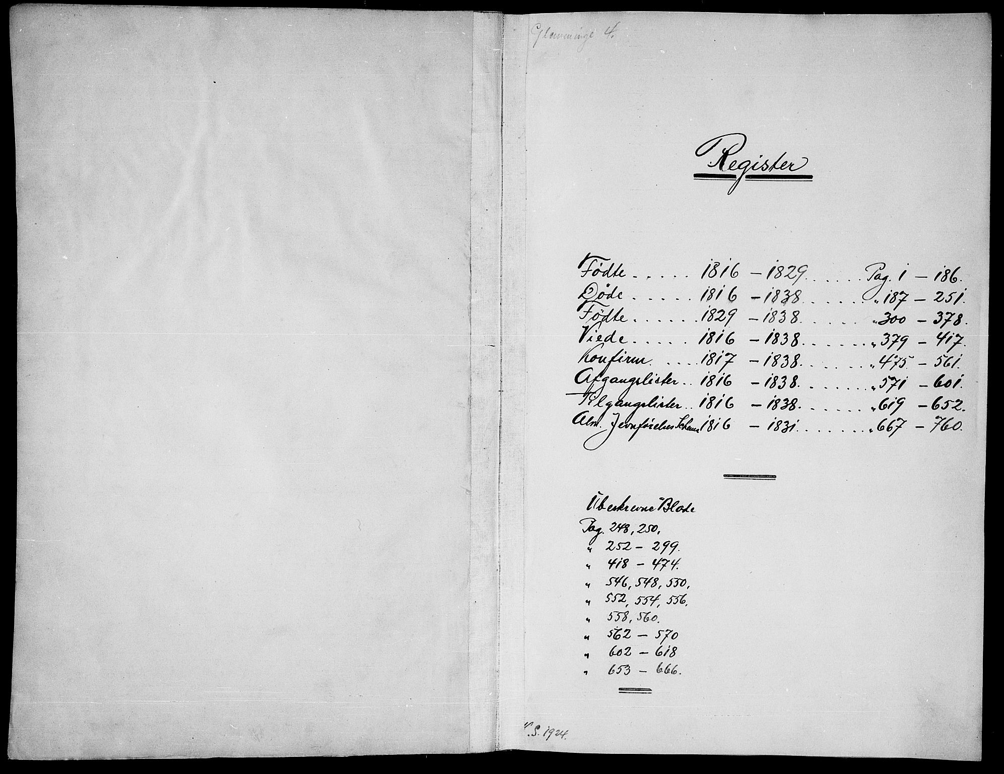 Glemmen prestekontor Kirkebøker, SAO/A-10908/G/Ga/L0001: Klokkerbok nr. 1, 1816-1838